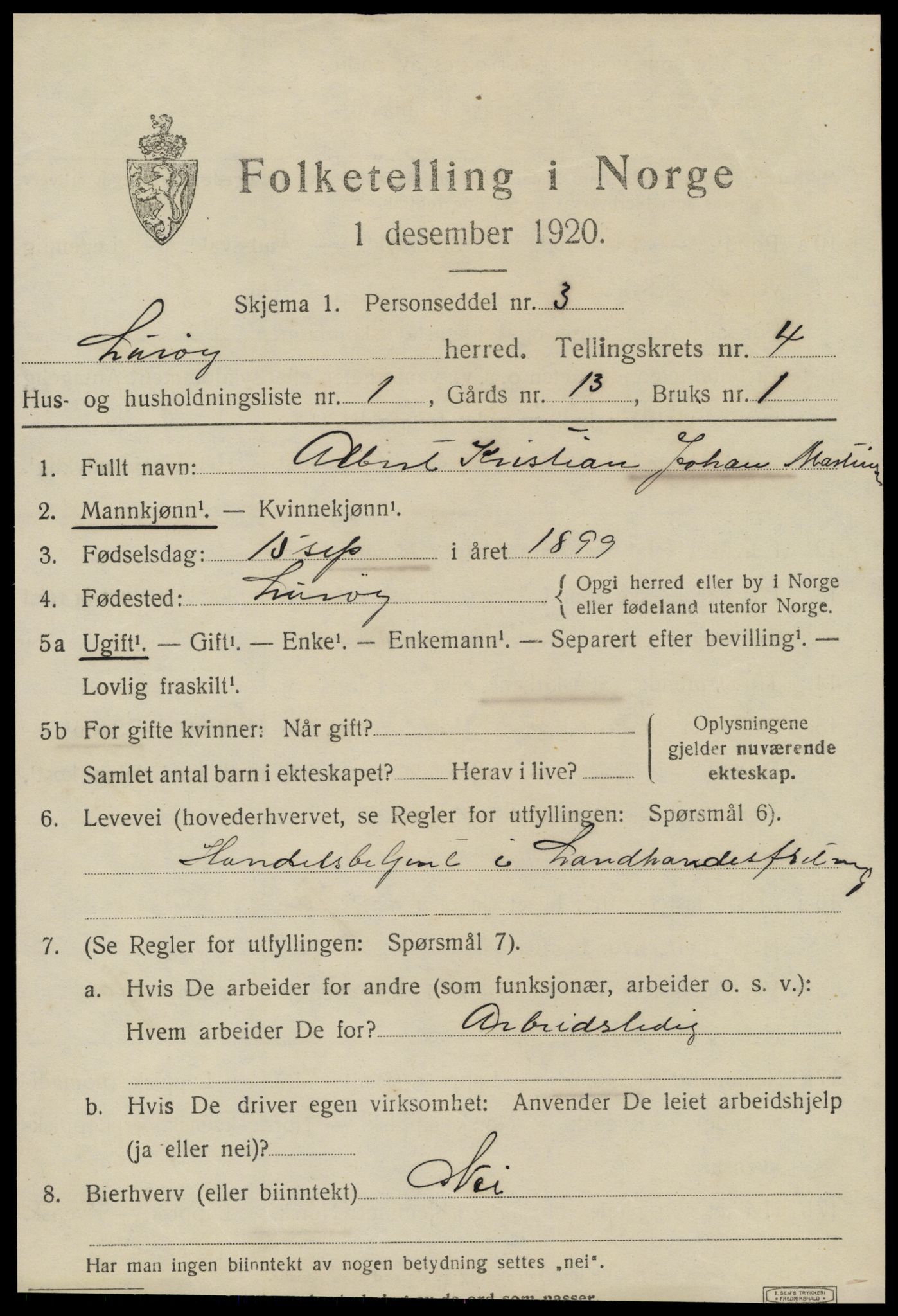 SAT, 1920 census for Lurøy, 1920, p. 2041