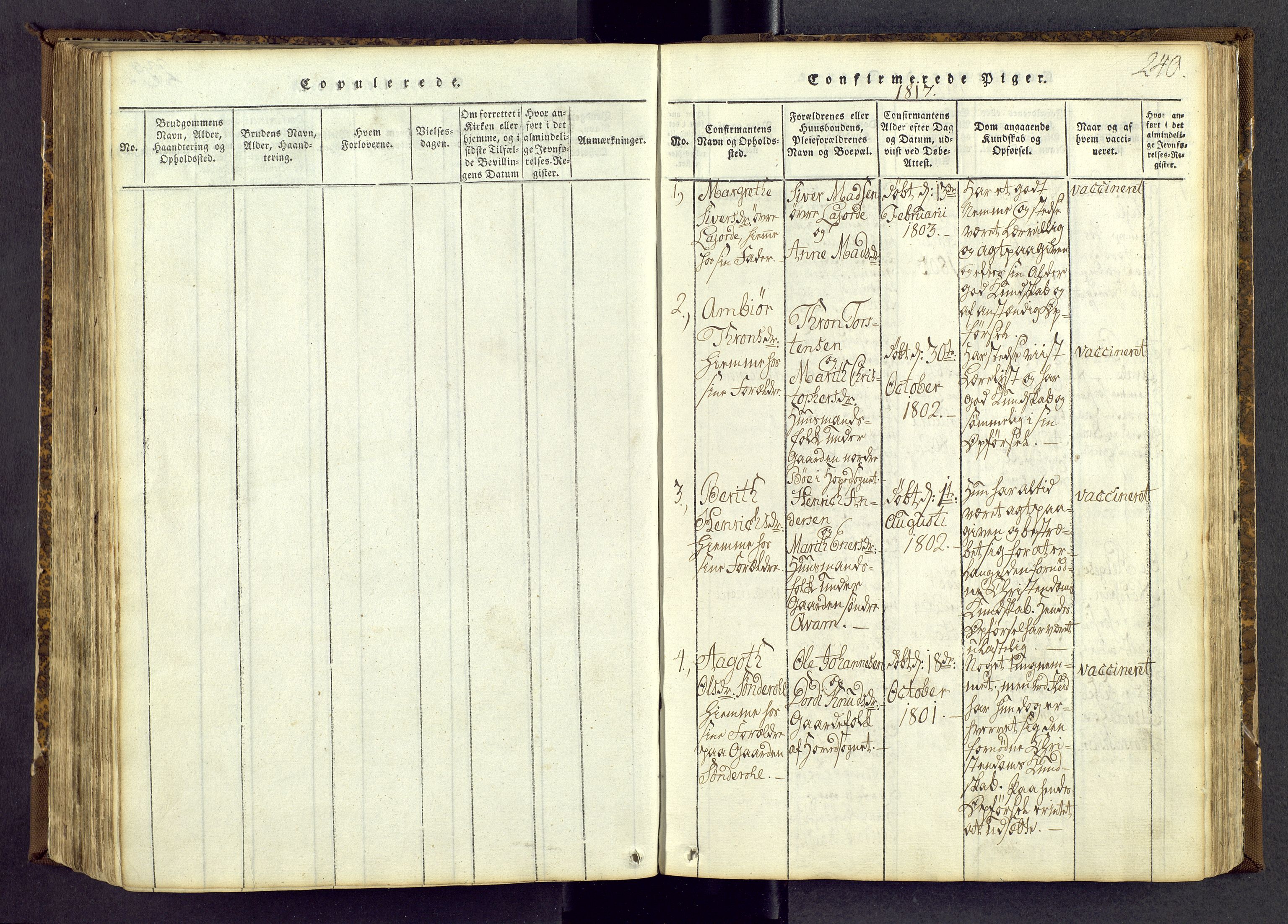 Vang prestekontor, Valdres, SAH/PREST-140/H/Ha/L0004: Parish register (official) no. 4, 1814-1831, p. 240
