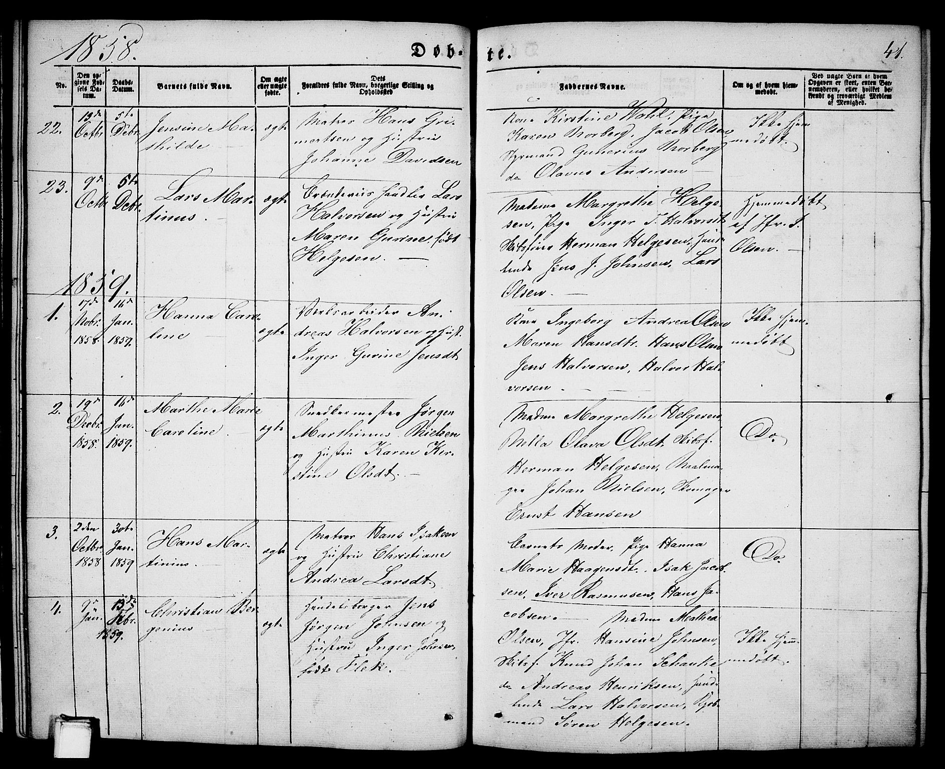 Porsgrunn kirkebøker , SAKO/A-104/G/Ga/L0002: Parish register (copy) no. I 2, 1847-1877, p. 41