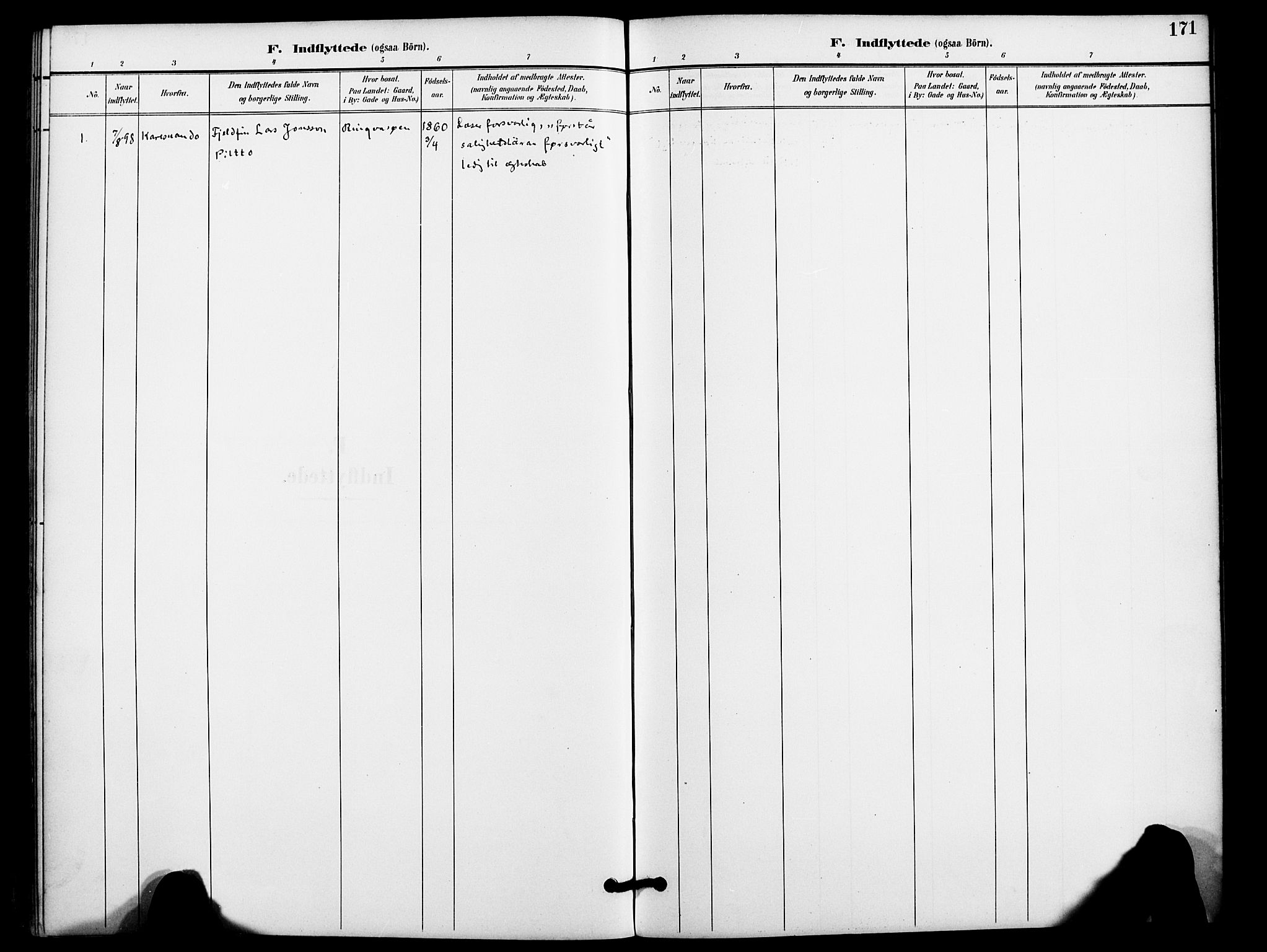 Karlsøy sokneprestembete, SATØ/S-1299/H/Ha/Haa/L0012kirke: Parish register (official) no. 12, 1892-1902, p. 171