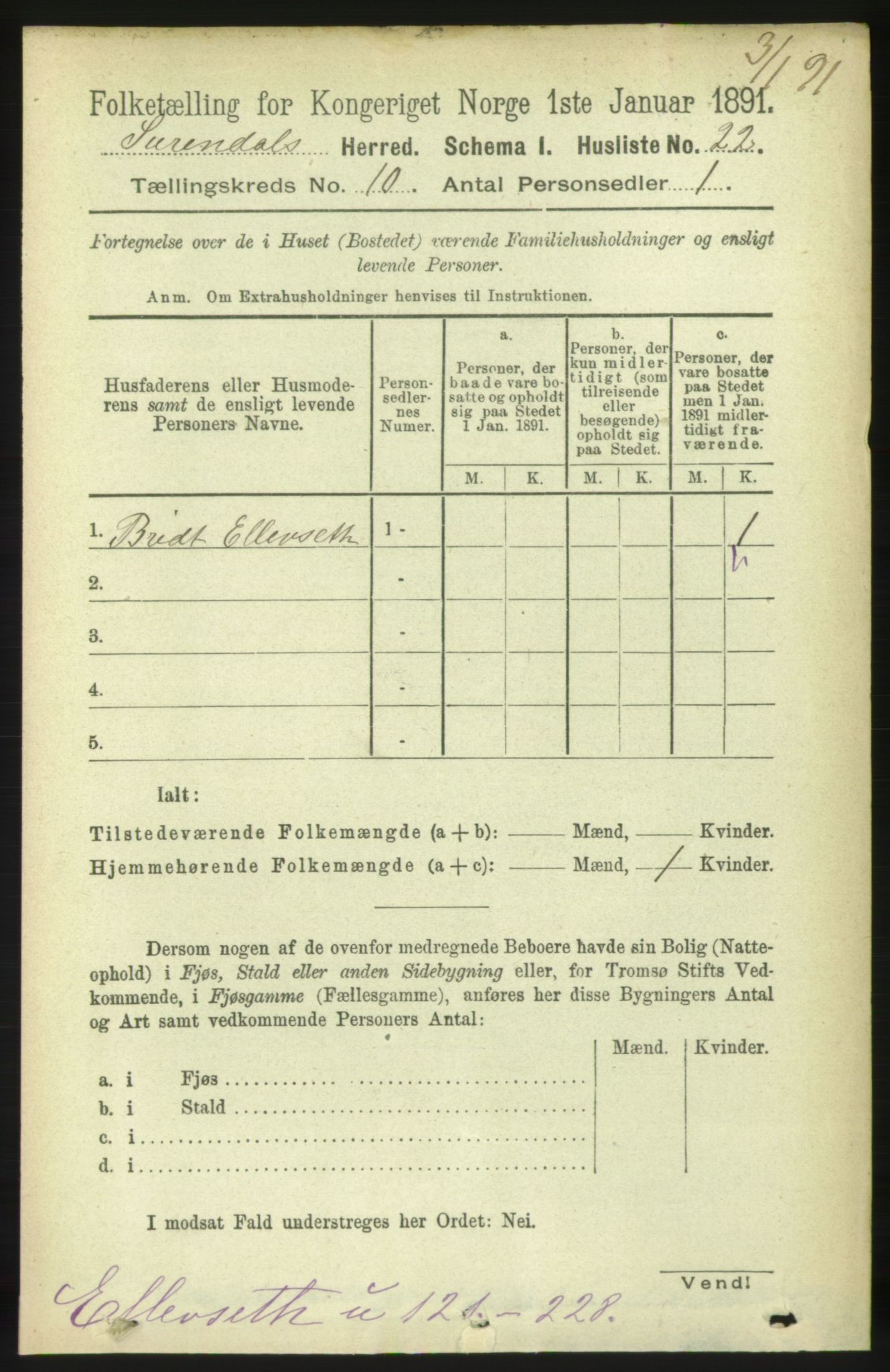RA, 1891 census for 1566 Surnadal, 1891, p. 2526