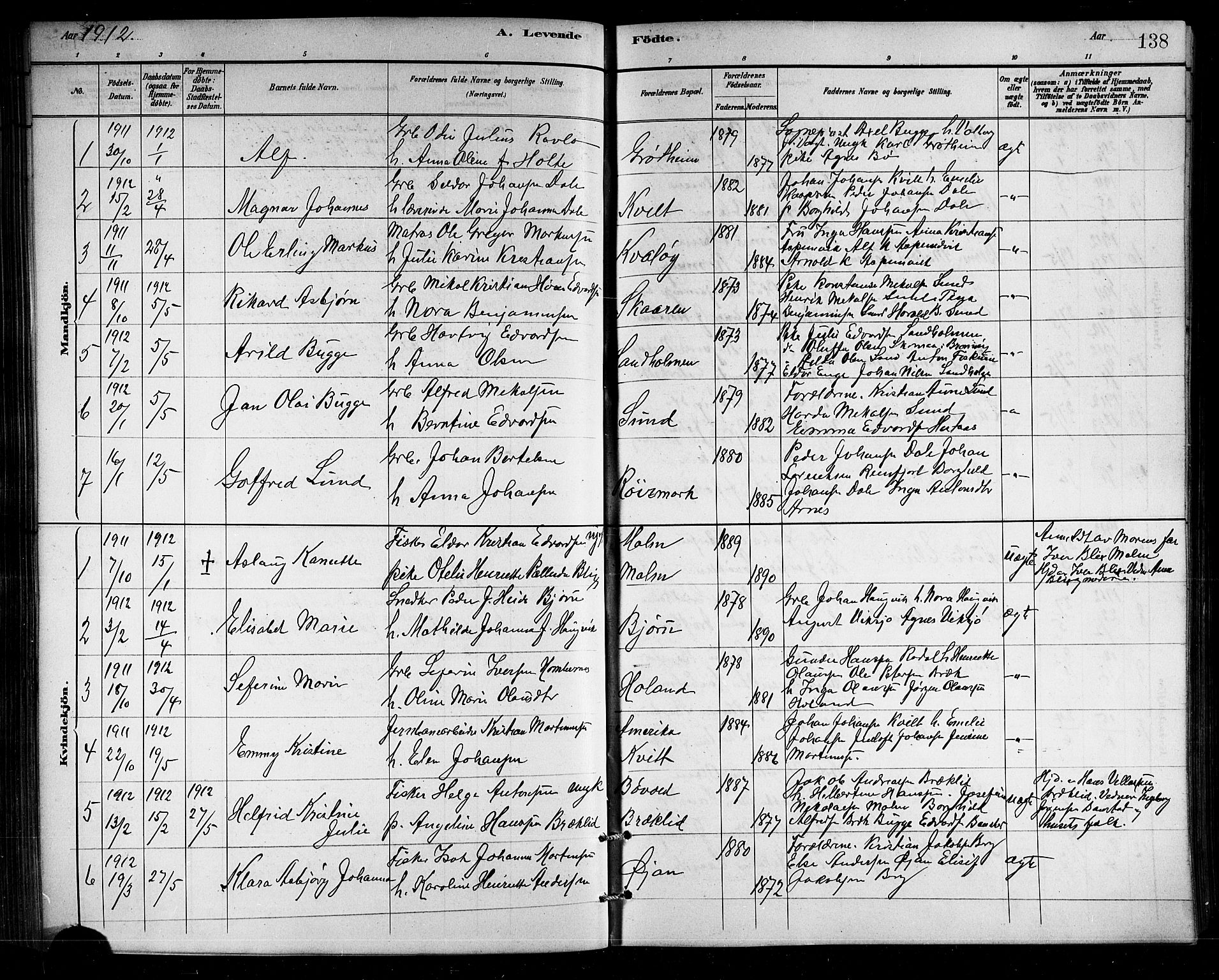 Ministerialprotokoller, klokkerbøker og fødselsregistre - Nordland, SAT/A-1459/812/L0188: Parish register (copy) no. 812C06, 1884-1912, p. 138
