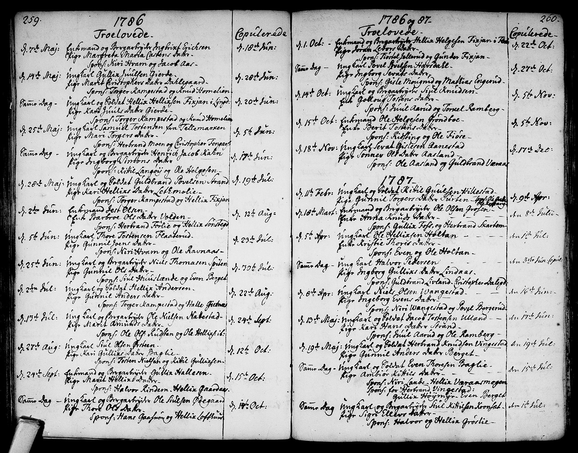 Flesberg kirkebøker, SAKO/A-18/F/Fa/L0003: Parish register (official) no. I 3, 1748-1790, p. 259-260