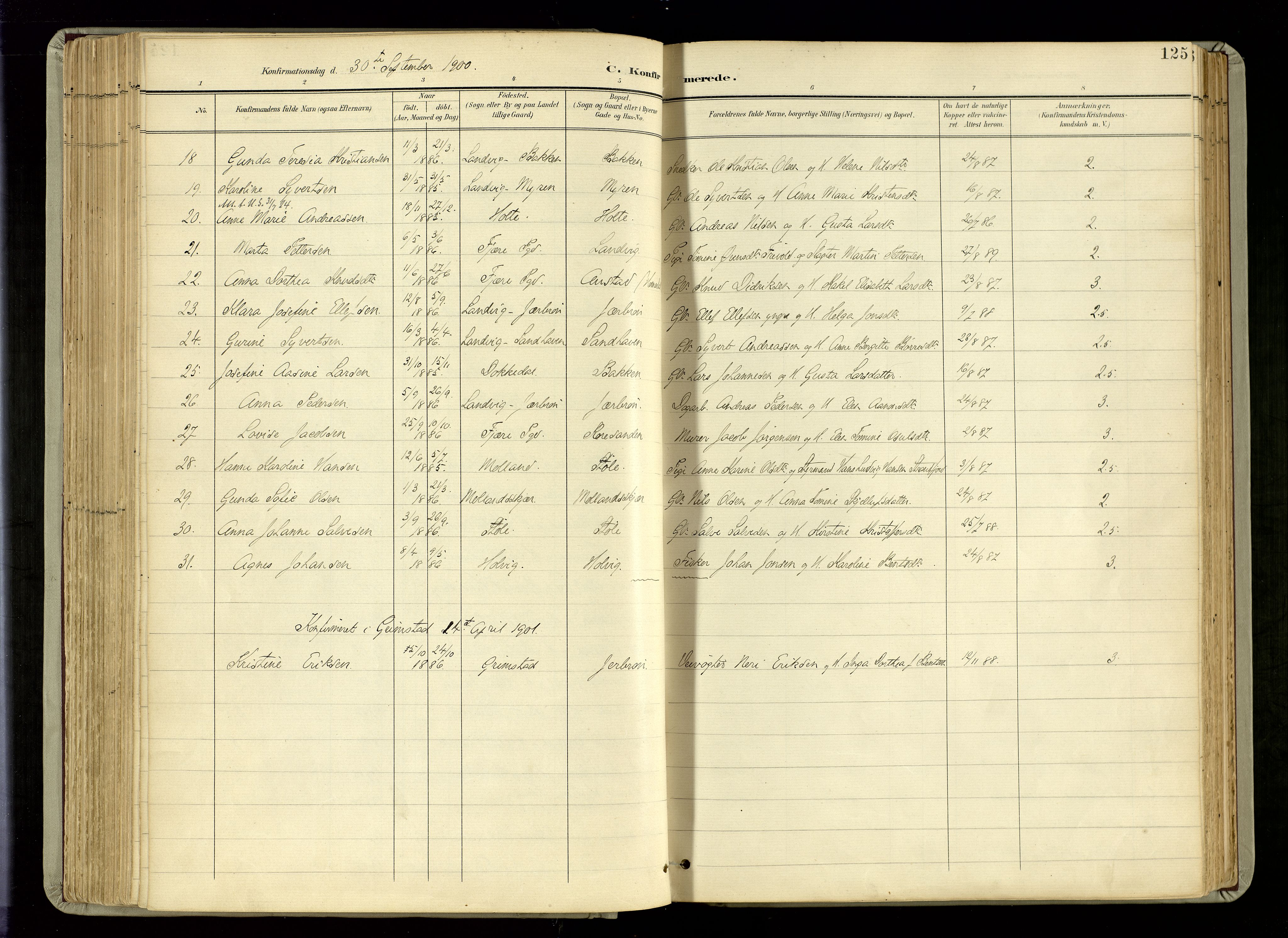 Hommedal sokneprestkontor, AV/SAK-1111-0023/F/Fa/Fab/L0007: Parish register (official) no. A 7, 1898-1924, p. 125