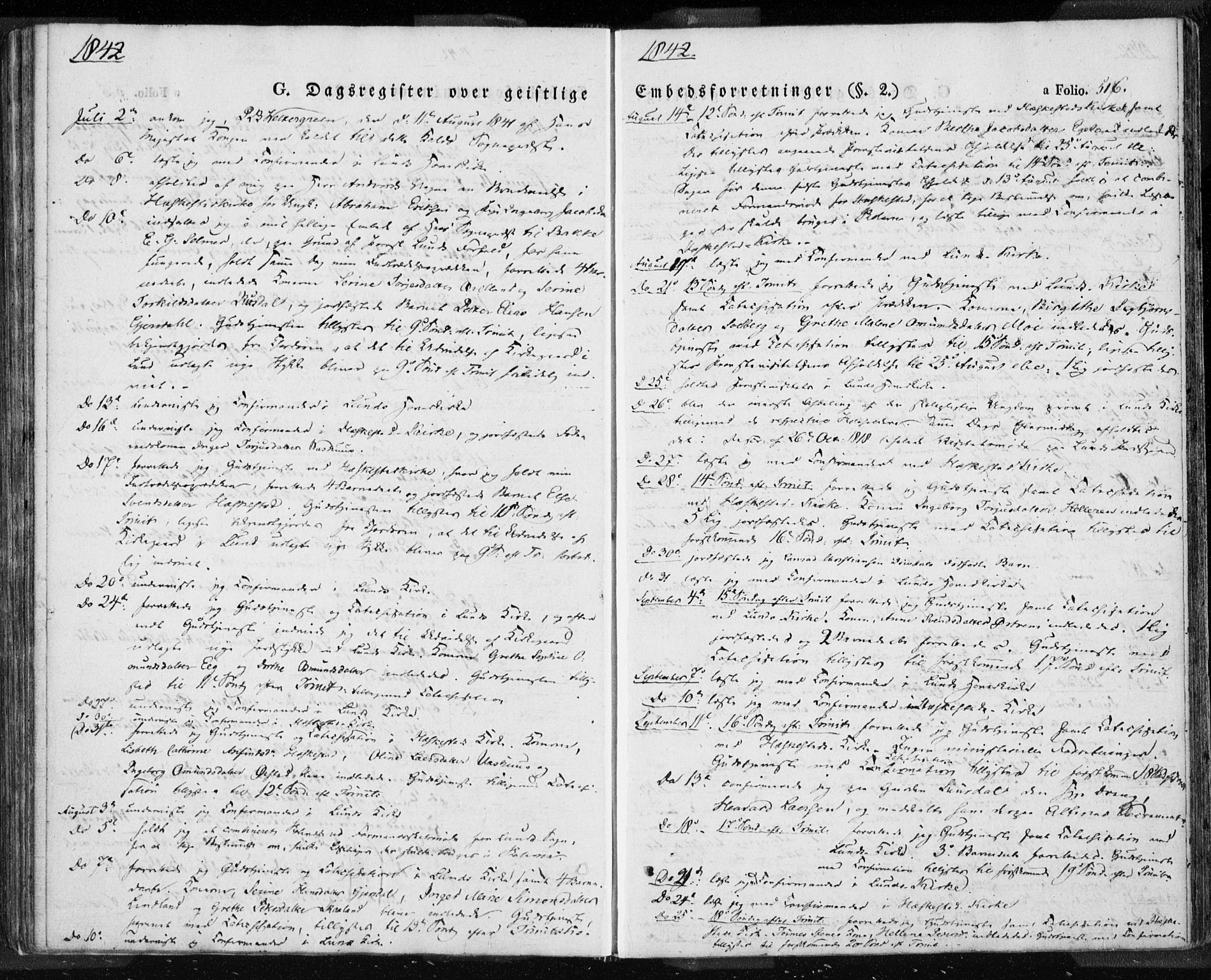 Lund sokneprestkontor, AV/SAST-A-101809/S06/L0008: Parish register (official) no. A 7.2, 1833-1854, p. 516