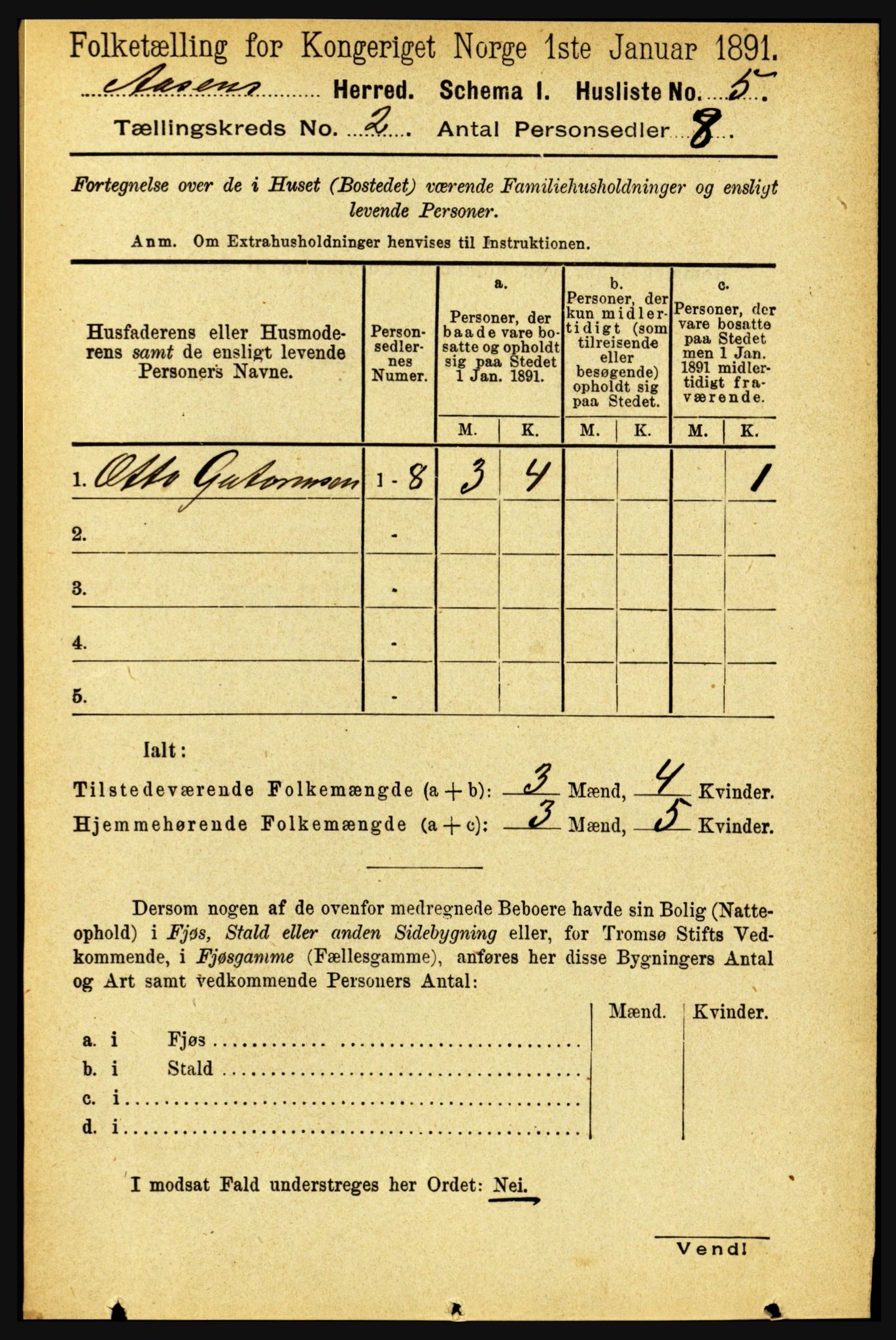 RA, 1891 census for 1716 Åsen, 1891, p. 565