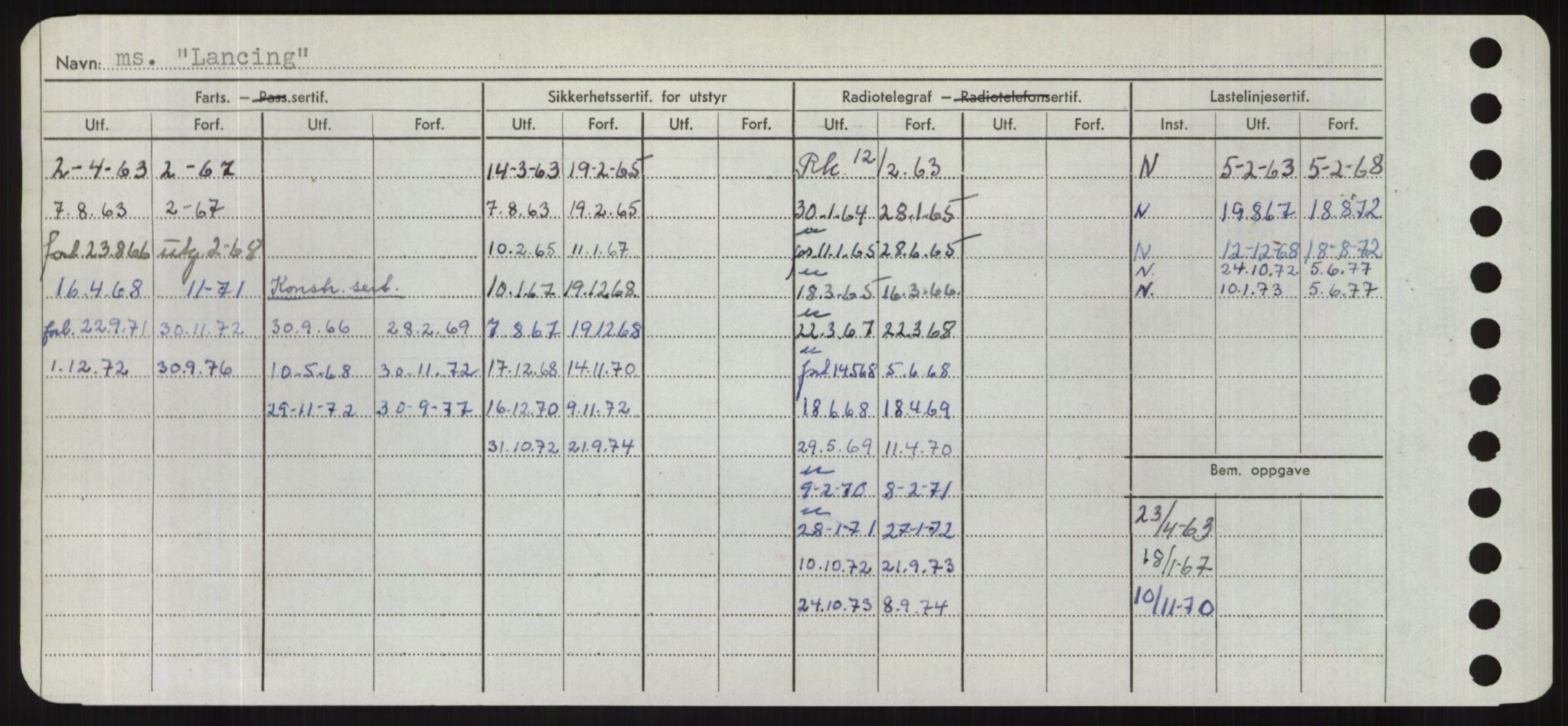 Sjøfartsdirektoratet med forløpere, Skipsmålingen, RA/S-1627/H/Hd/L0022: Fartøy, L-Lia, p. 140