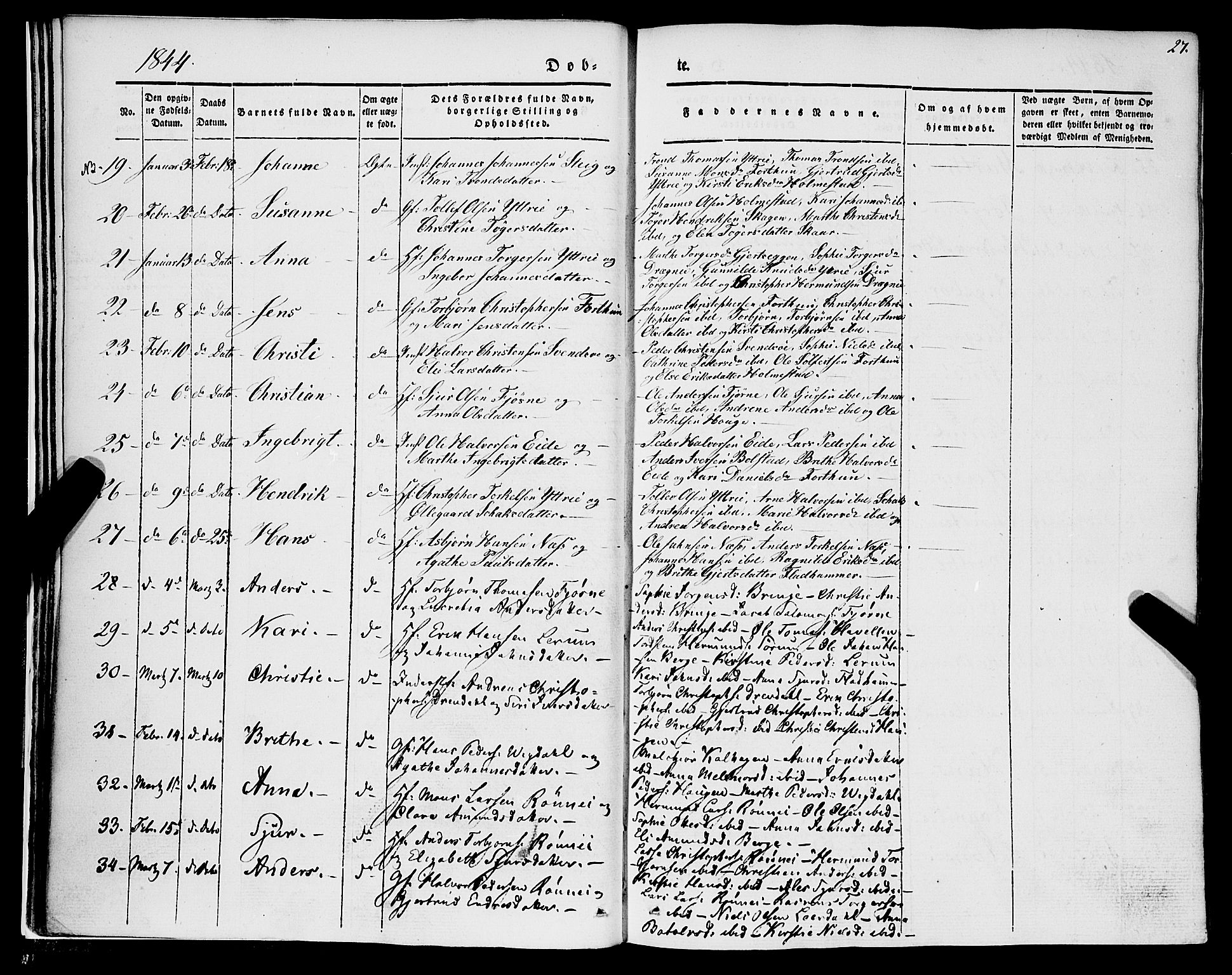 Luster sokneprestembete, AV/SAB-A-81101/H/Haa/Haaa/L0006: Parish register (official) no. A 6, 1840-1848, p. 27