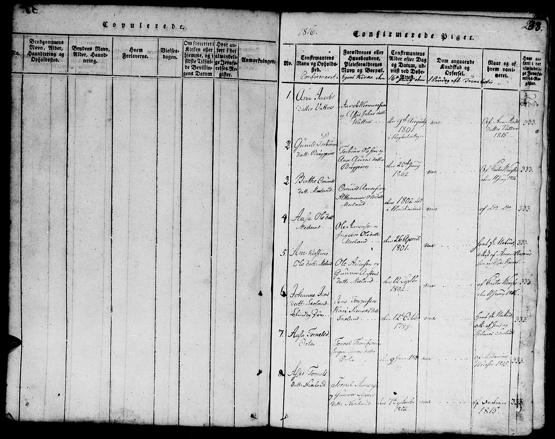 Hægebostad sokneprestkontor, SAK/1111-0024/F/Fb/Fbb/L0001: Parish register (copy) no. B 1, 1816-1850, p. 238