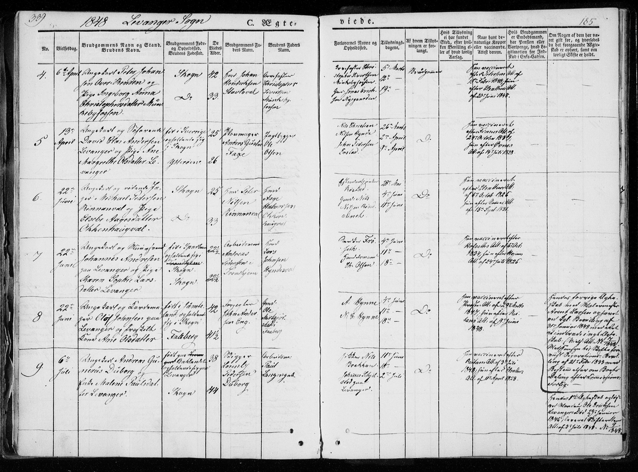 Ministerialprotokoller, klokkerbøker og fødselsregistre - Nord-Trøndelag, SAT/A-1458/720/L0183: Parish register (official) no. 720A01, 1836-1855, p. 185