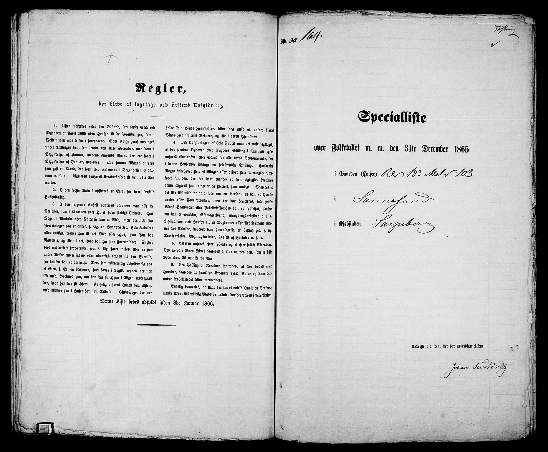 RA, 1865 census for Sarpsborg, 1865, p. 335