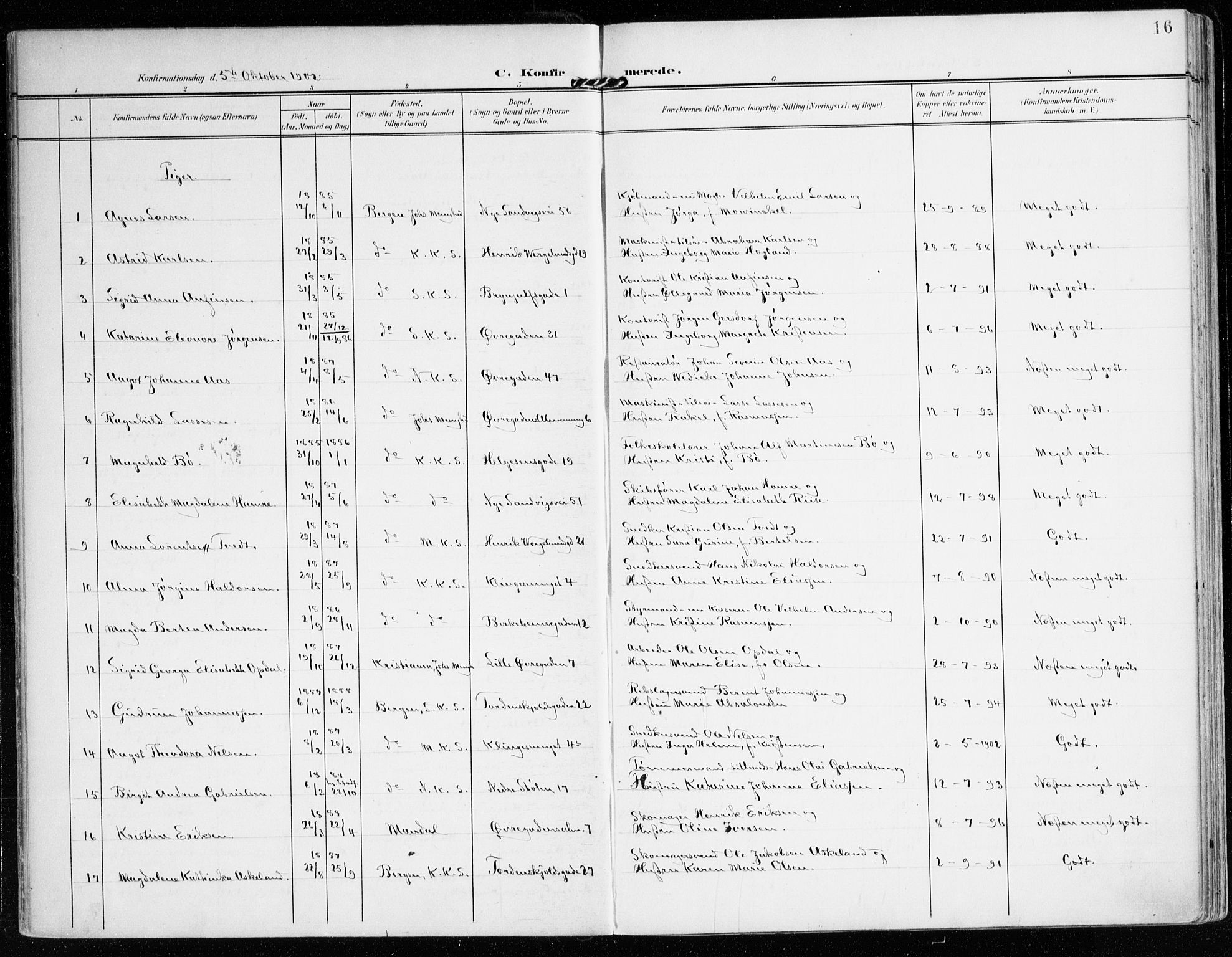 Mariakirken Sokneprestembete, AV/SAB-A-76901/H/Haa/L0014: Parish register (official) no. C 2, 1900-1916, p. 16