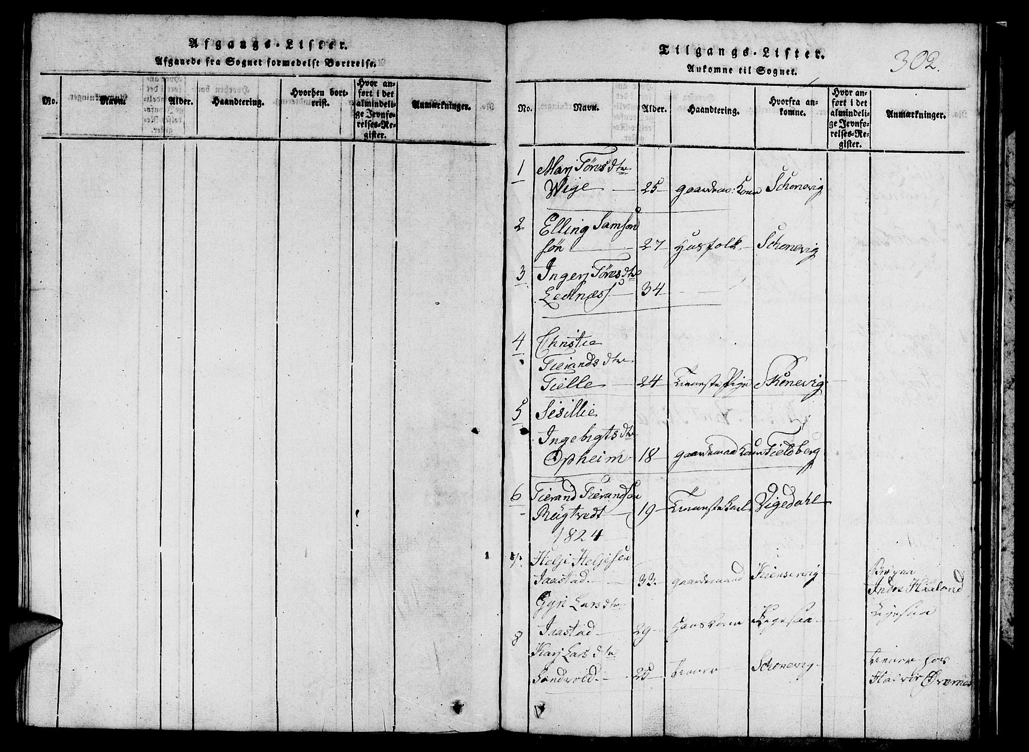 Etne sokneprestembete, SAB/A-75001/H/Hab: Parish register (copy) no. C 1, 1816-1841, p. 302