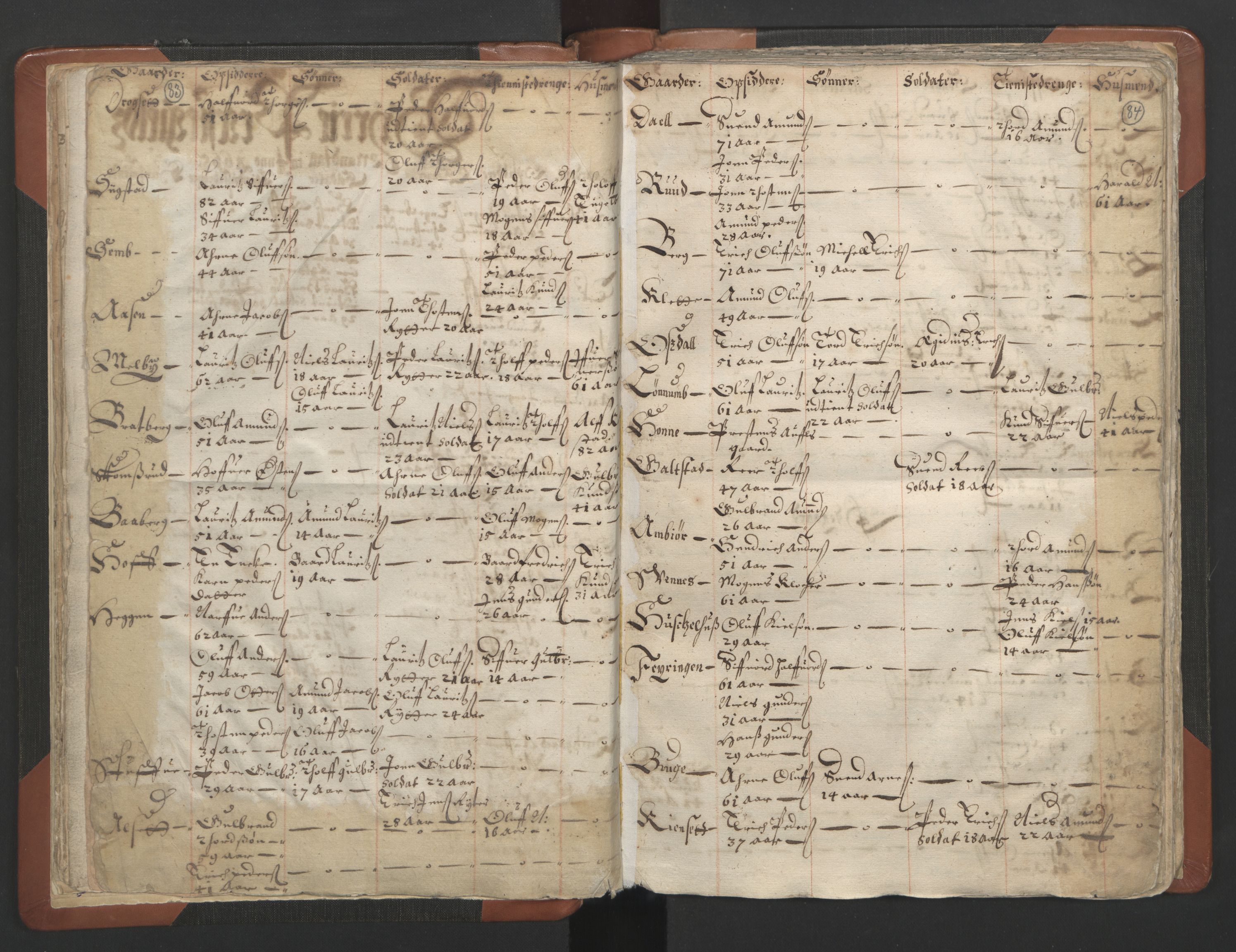 RA, Vicar's Census 1664-1666, no. 7: Hadeland deanery, 1664-1666, p. 83-84