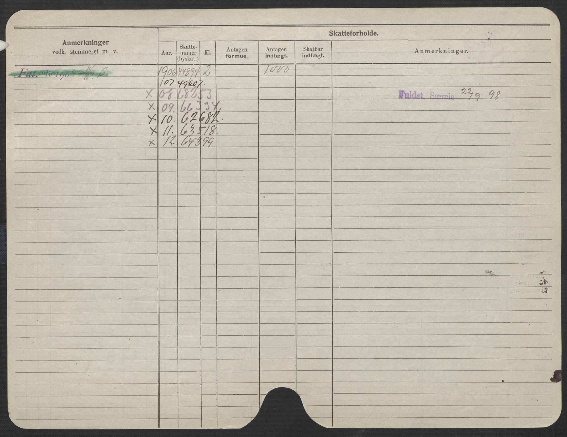 Oslo folkeregister, Registerkort, SAO/A-11715/F/Fa/Fac/L0011: Menn, 1906-1914, p. 1026b