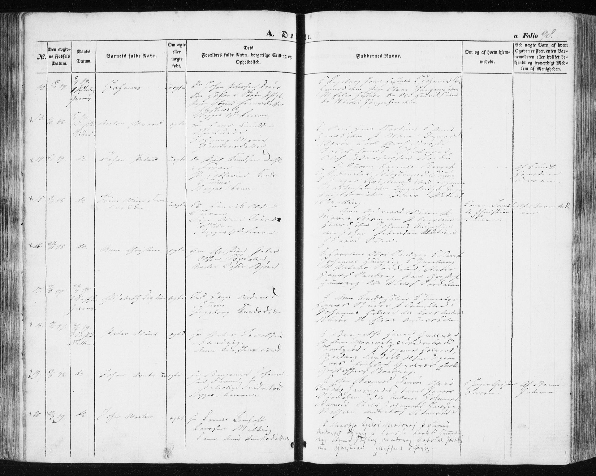 Ministerialprotokoller, klokkerbøker og fødselsregistre - Sør-Trøndelag, SAT/A-1456/634/L0529: Parish register (official) no. 634A05, 1843-1851, p. 98