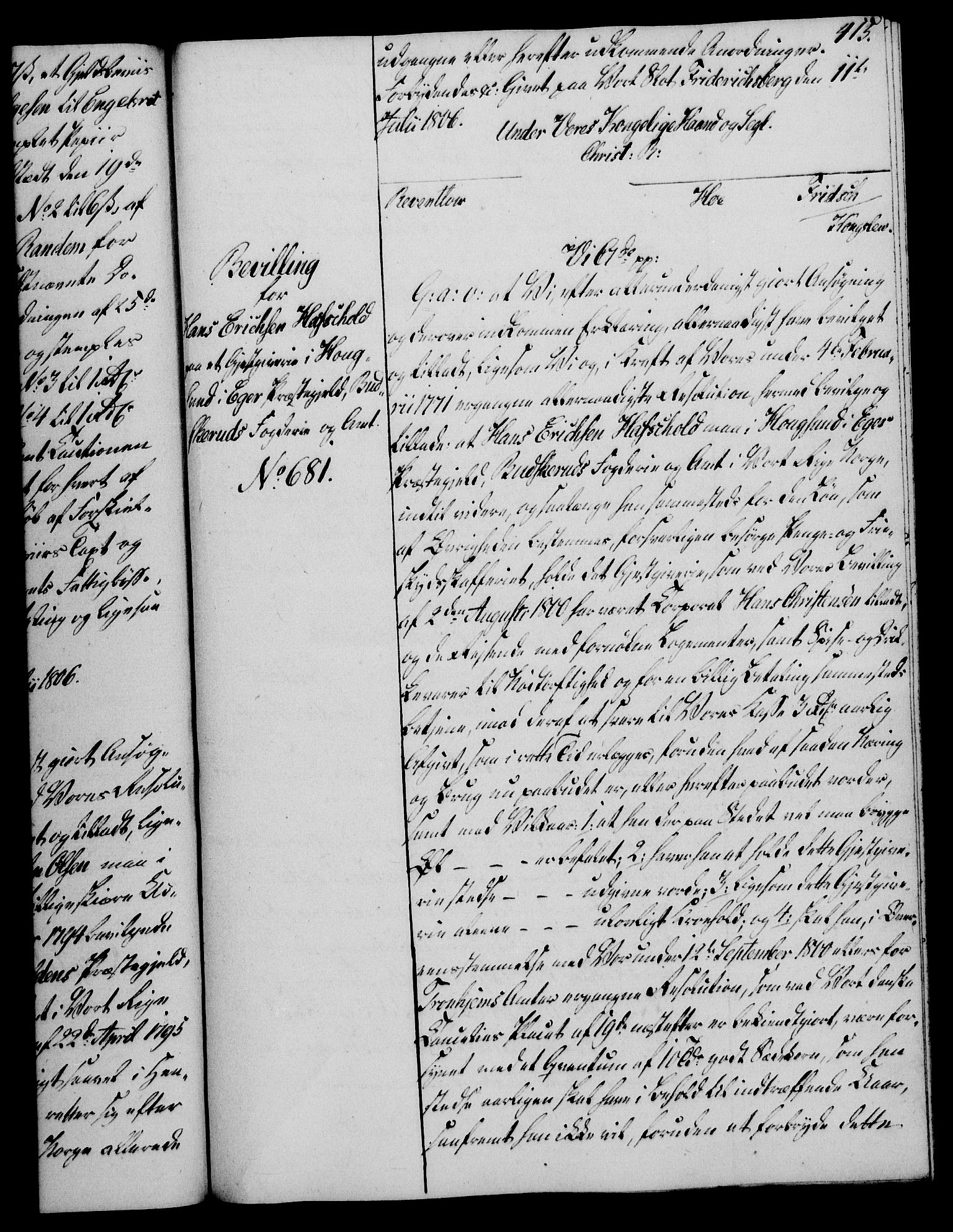 Rentekammeret, Kammerkanselliet, AV/RA-EA-3111/G/Gg/Gga/L0018: Norsk ekspedisjonsprotokoll med register (merket RK 53.18), 1804-1806, p. 415