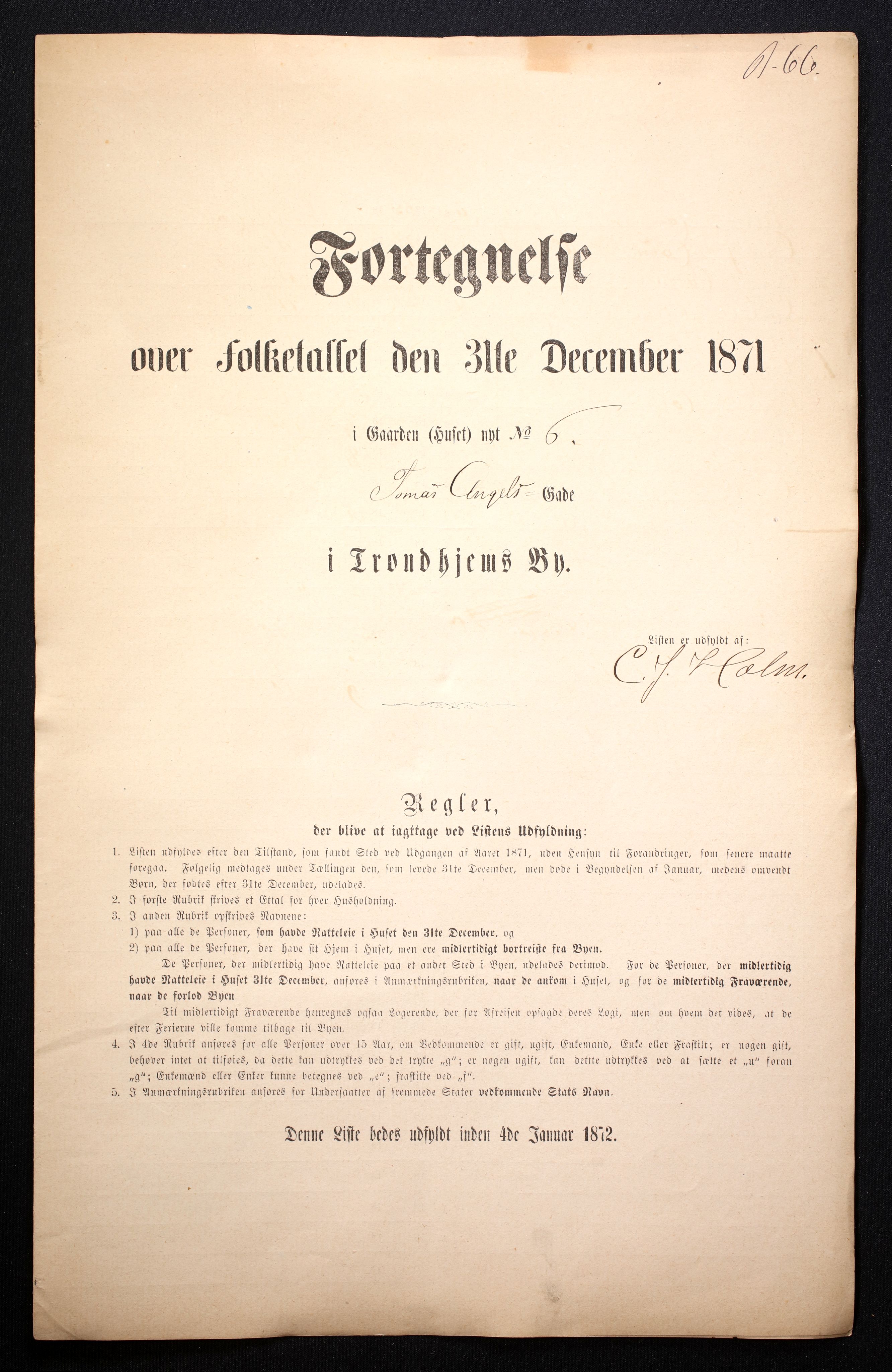 RA, 1871 census for 1601 Trondheim, 1870-1871, p. 5