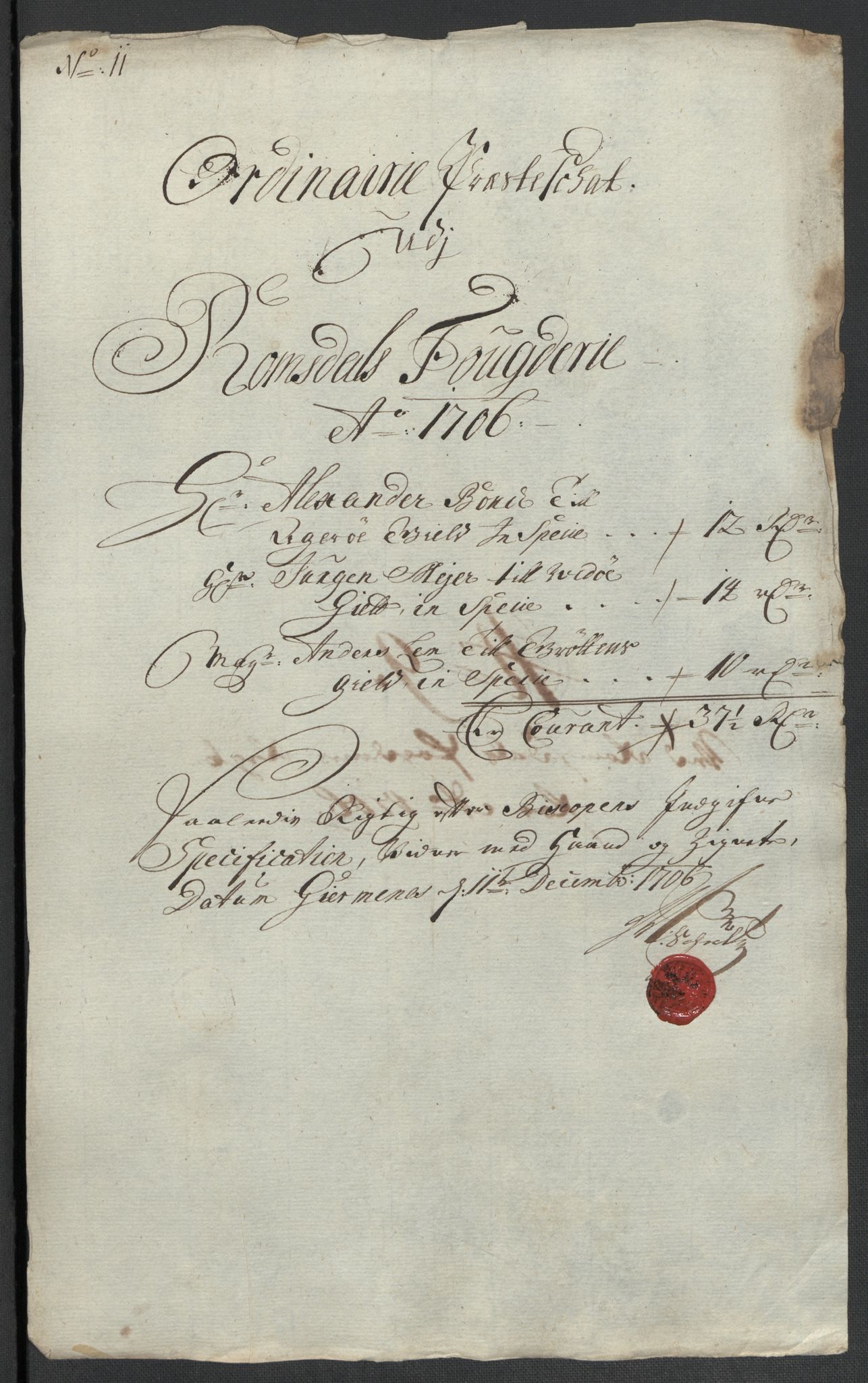 Rentekammeret inntil 1814, Reviderte regnskaper, Fogderegnskap, RA/EA-4092/R55/L3657: Fogderegnskap Romsdal, 1706, p. 98