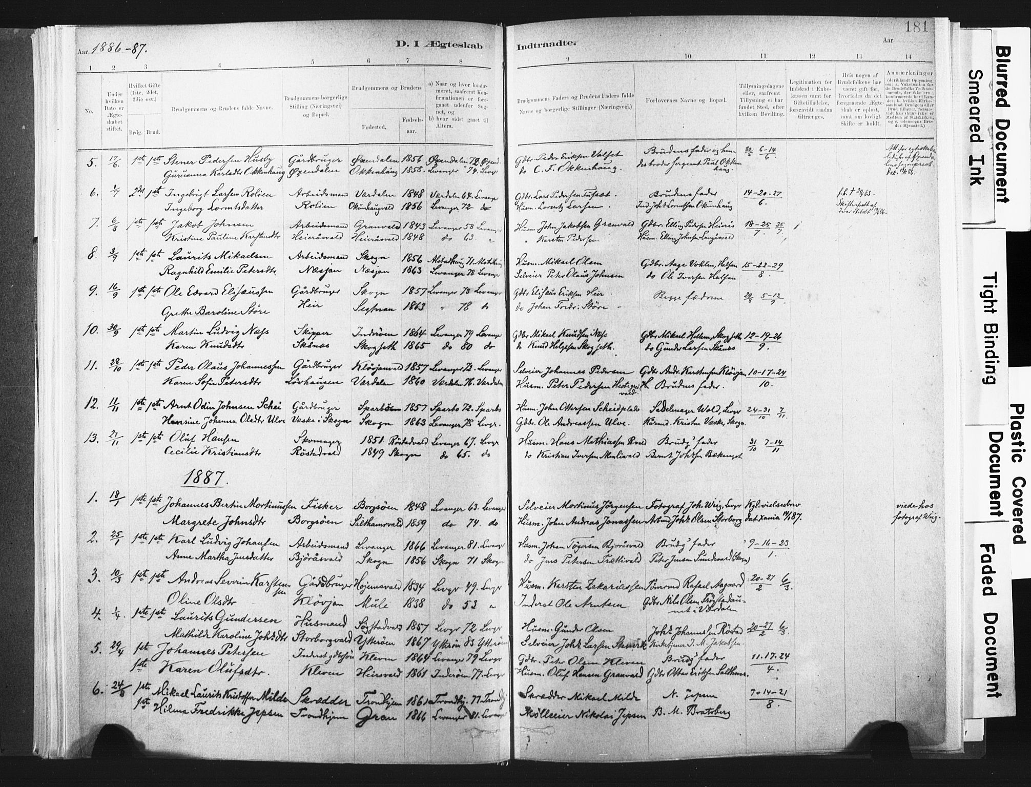 Ministerialprotokoller, klokkerbøker og fødselsregistre - Nord-Trøndelag, AV/SAT-A-1458/721/L0207: Parish register (official) no. 721A02, 1880-1911, p. 181