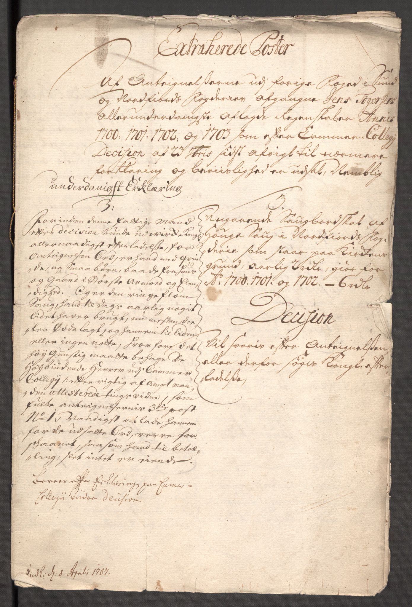 Rentekammeret inntil 1814, Reviderte regnskaper, Fogderegnskap, RA/EA-4092/R53/L3427: Fogderegnskap Sunn- og Nordfjord, 1703, p. 534