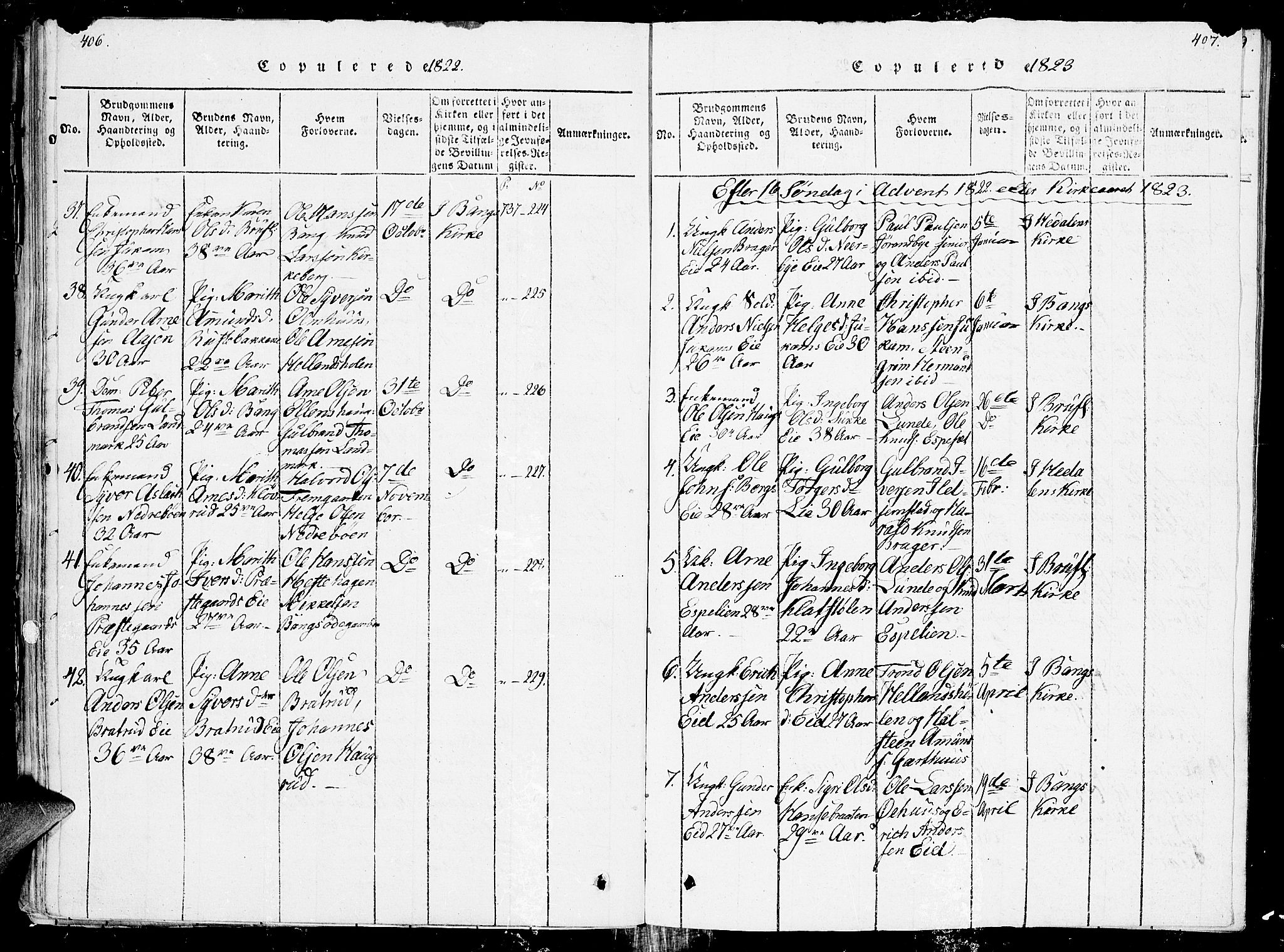 Sør-Aurdal prestekontor, AV/SAH-PREST-128/H/Ha/Haa/L0002: Parish register (official) no. 2, 1815-1840, p. 406-407
