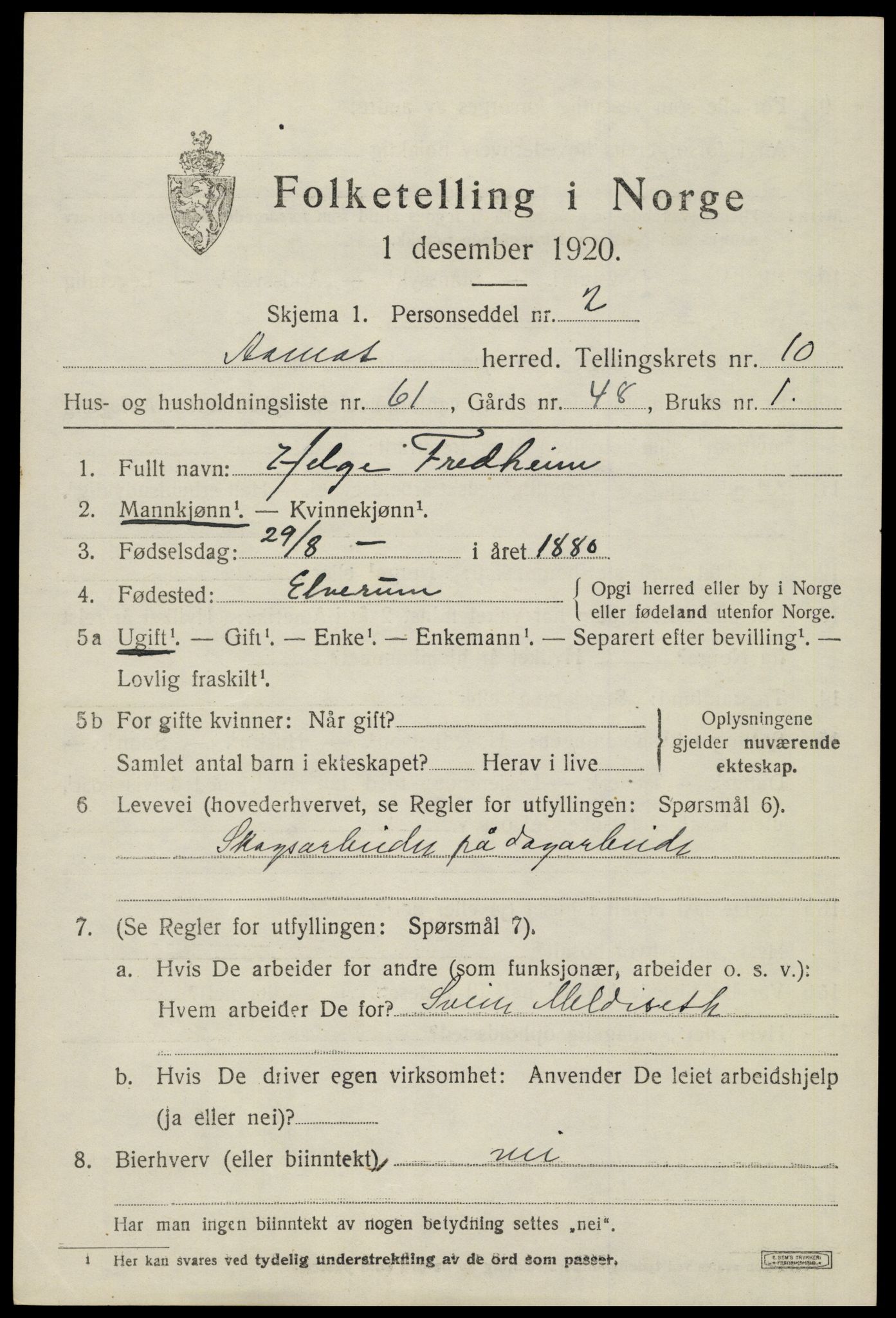 SAH, 1920 census for Åmot, 1920, p. 9399