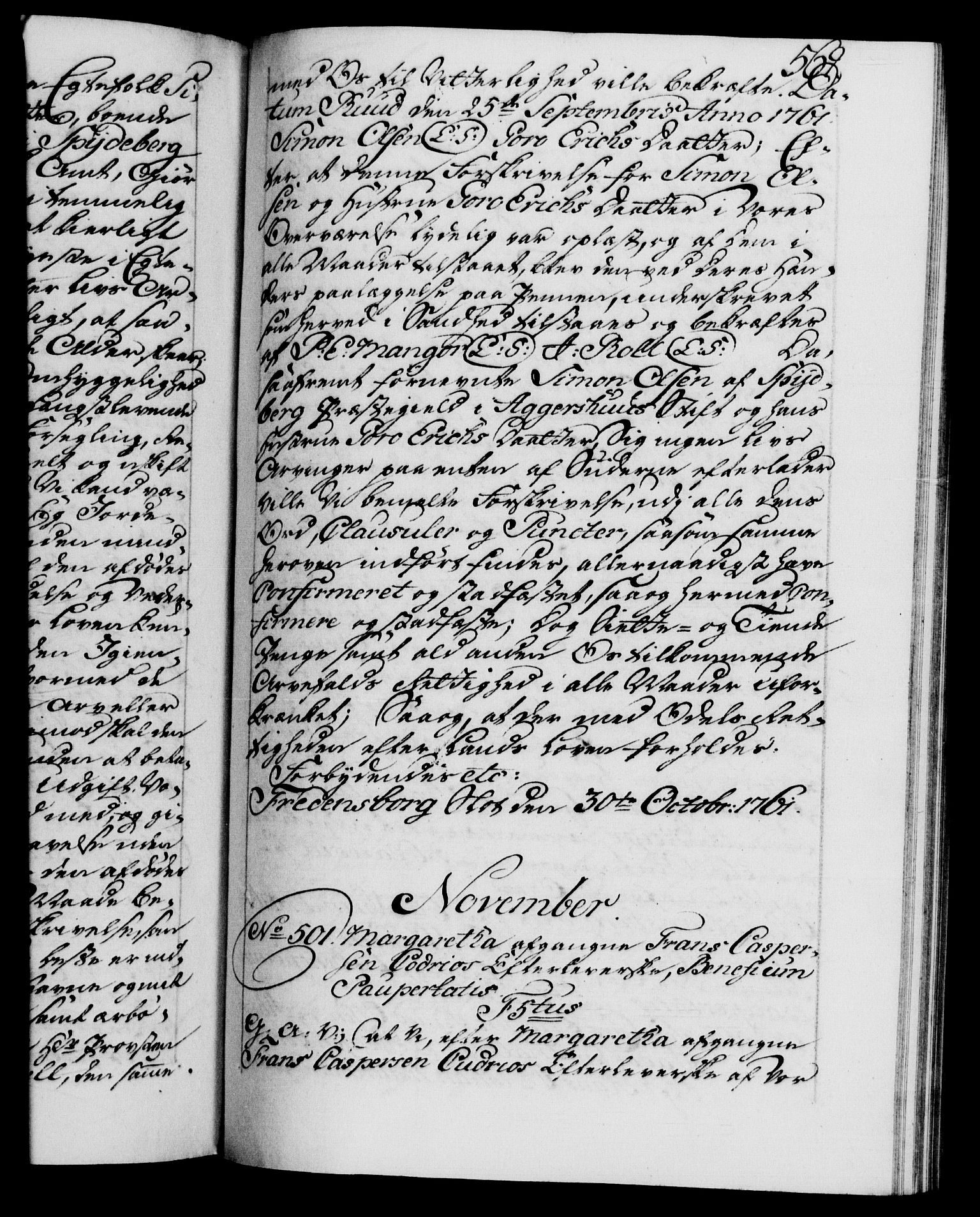 Danske Kanselli 1572-1799, AV/RA-EA-3023/F/Fc/Fca/Fcaa/L0041: Norske registre, 1760-1762, p. 569a