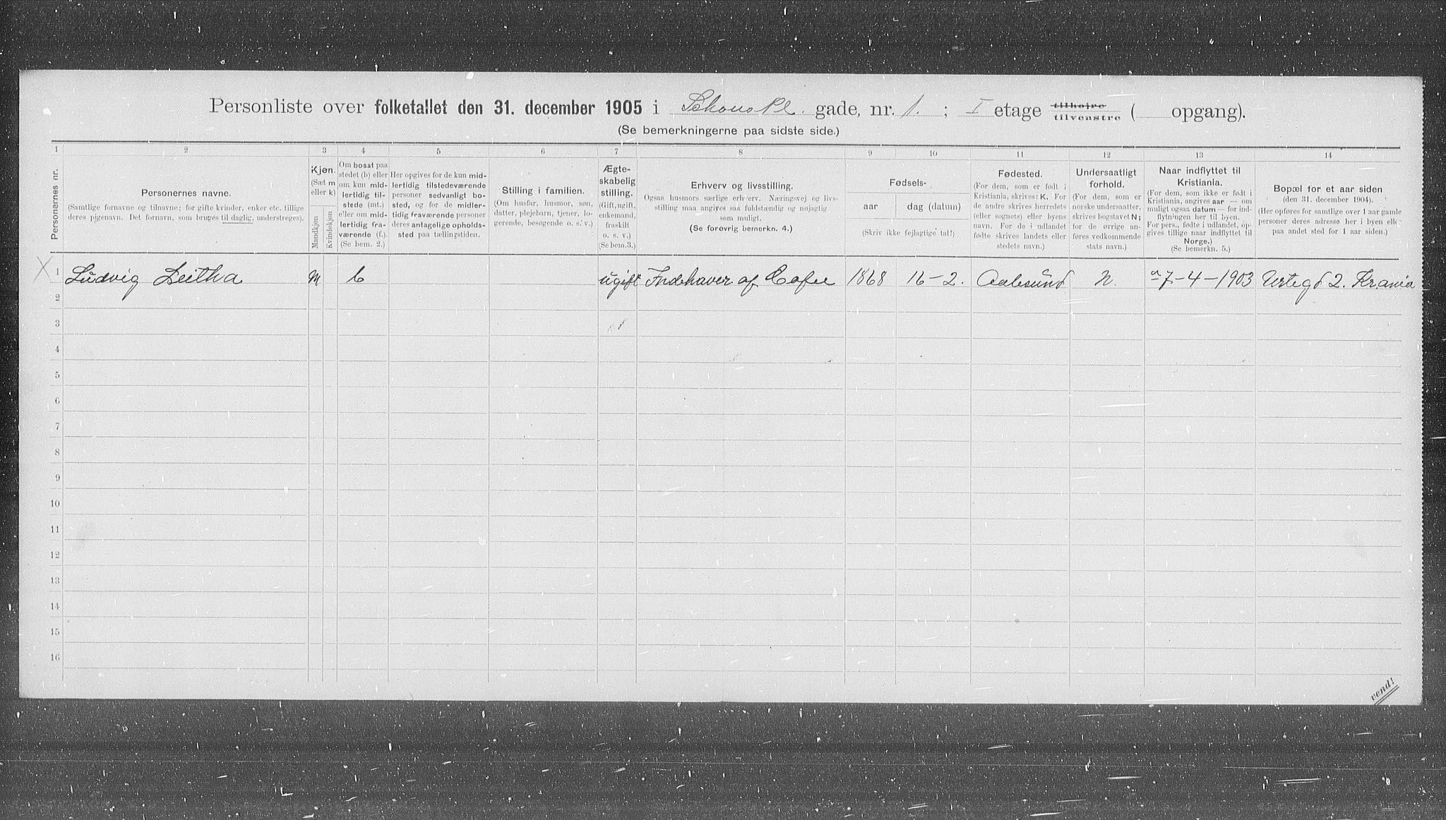 OBA, Municipal Census 1905 for Kristiania, 1905, p. 46927