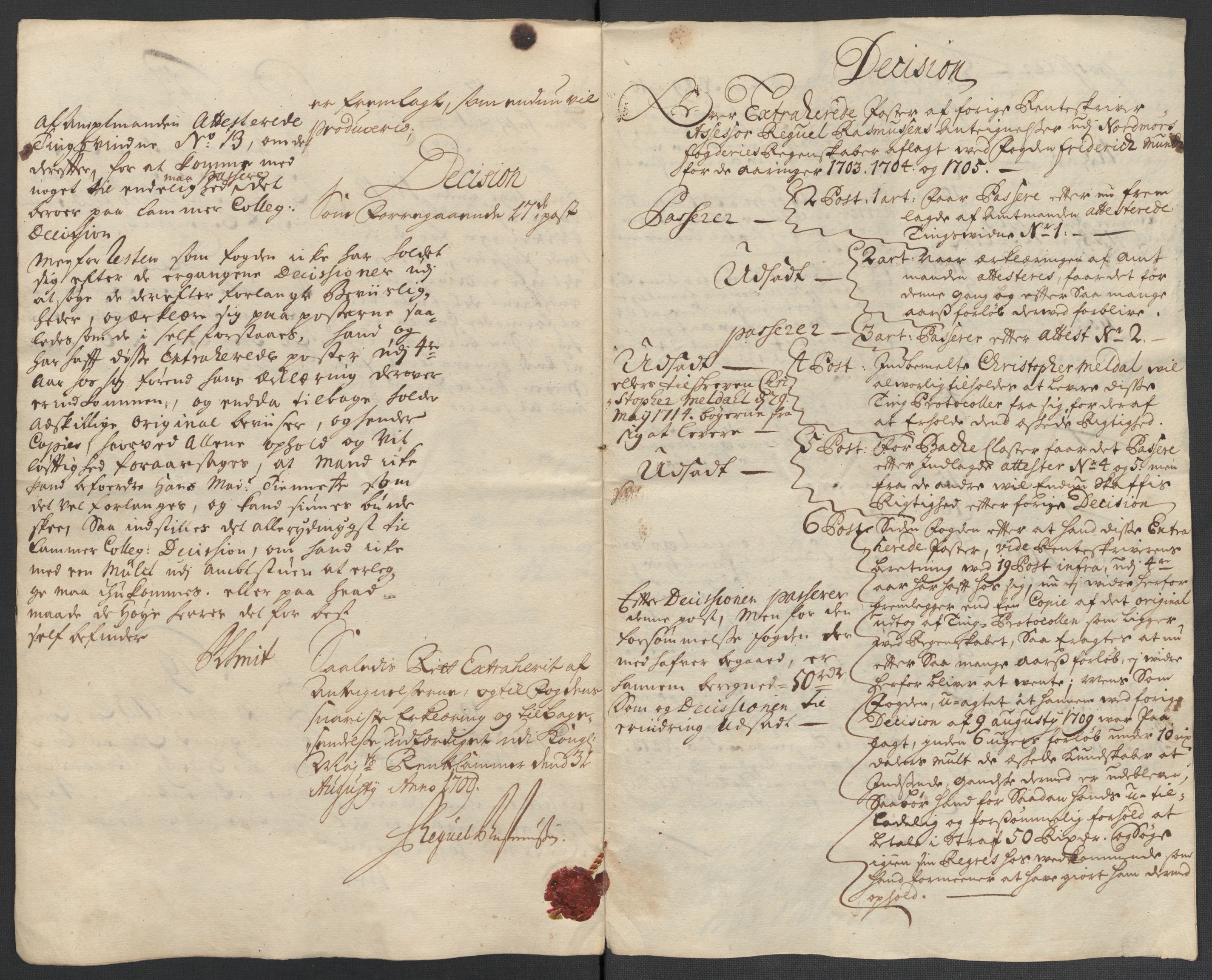 Rentekammeret inntil 1814, Reviderte regnskaper, Fogderegnskap, AV/RA-EA-4092/R56/L3741: Fogderegnskap Nordmøre, 1705, p. 252