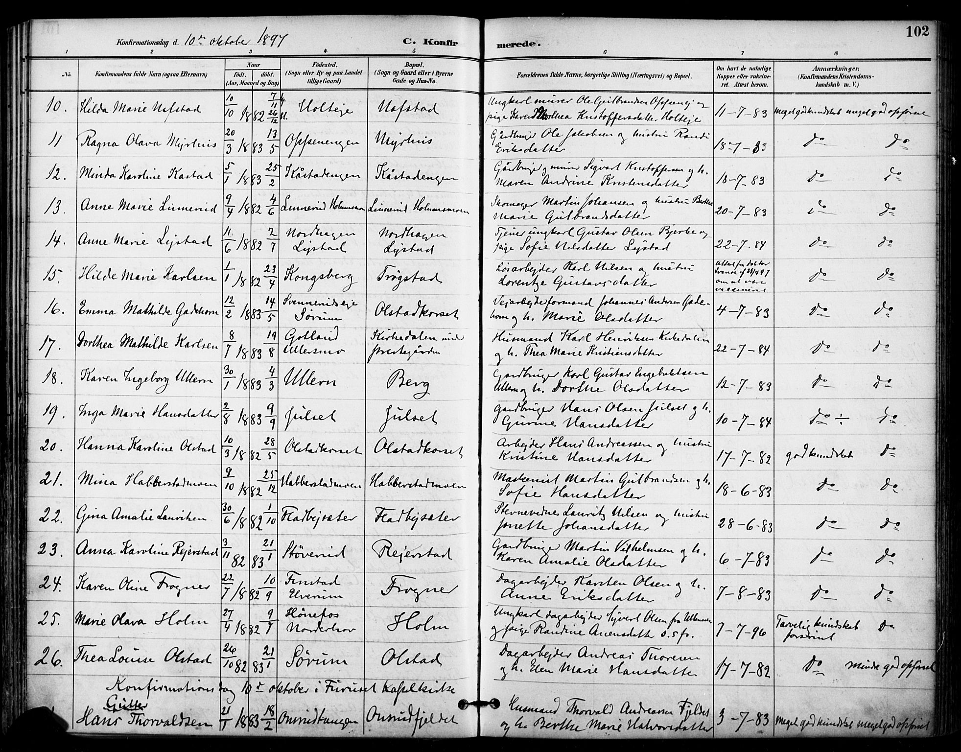 Ullensaker prestekontor Kirkebøker, AV/SAO-A-10236a/F/Fa/L0020: Parish register (official) no. I 20, 1892-1902, p. 102