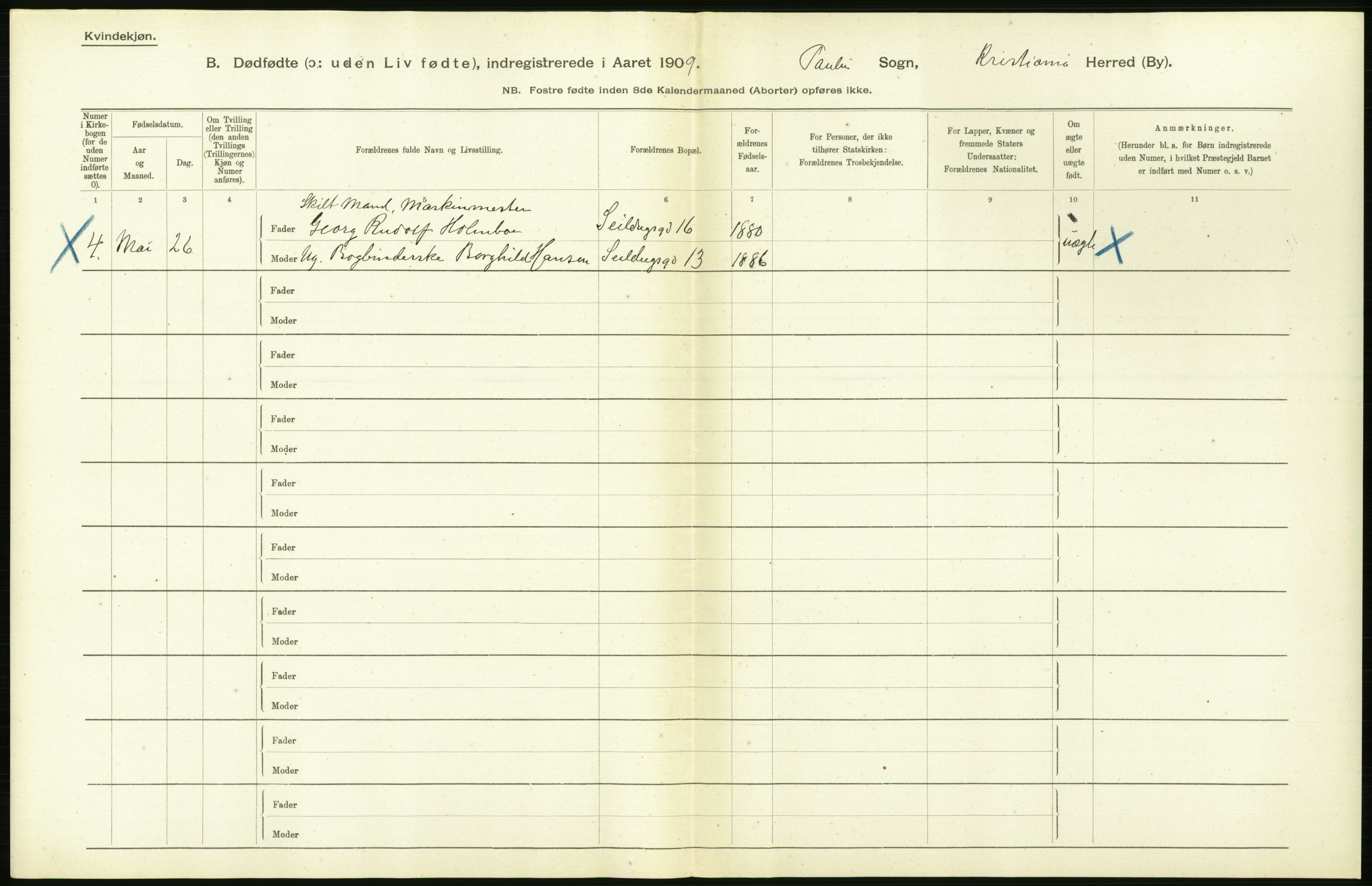 Statistisk sentralbyrå, Sosiodemografiske emner, Befolkning, AV/RA-S-2228/D/Df/Dfa/Dfag/L0010: Kristiania: Døde, dødfødte., 1909, p. 638