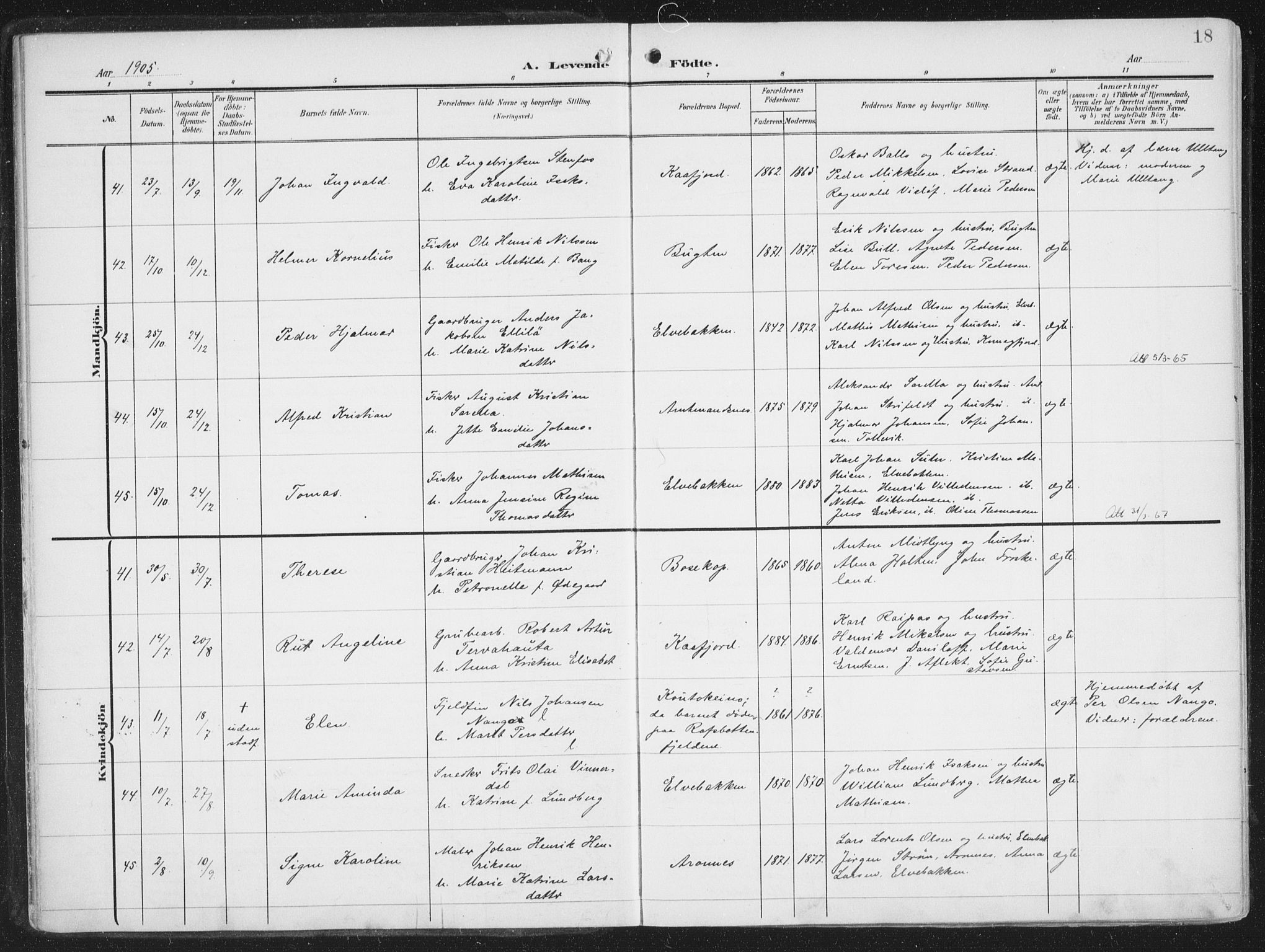 Alta sokneprestkontor, AV/SATØ-S-1338/H/Ha/L0005.kirke: Parish register (official) no. 5, 1904-1918, p. 18