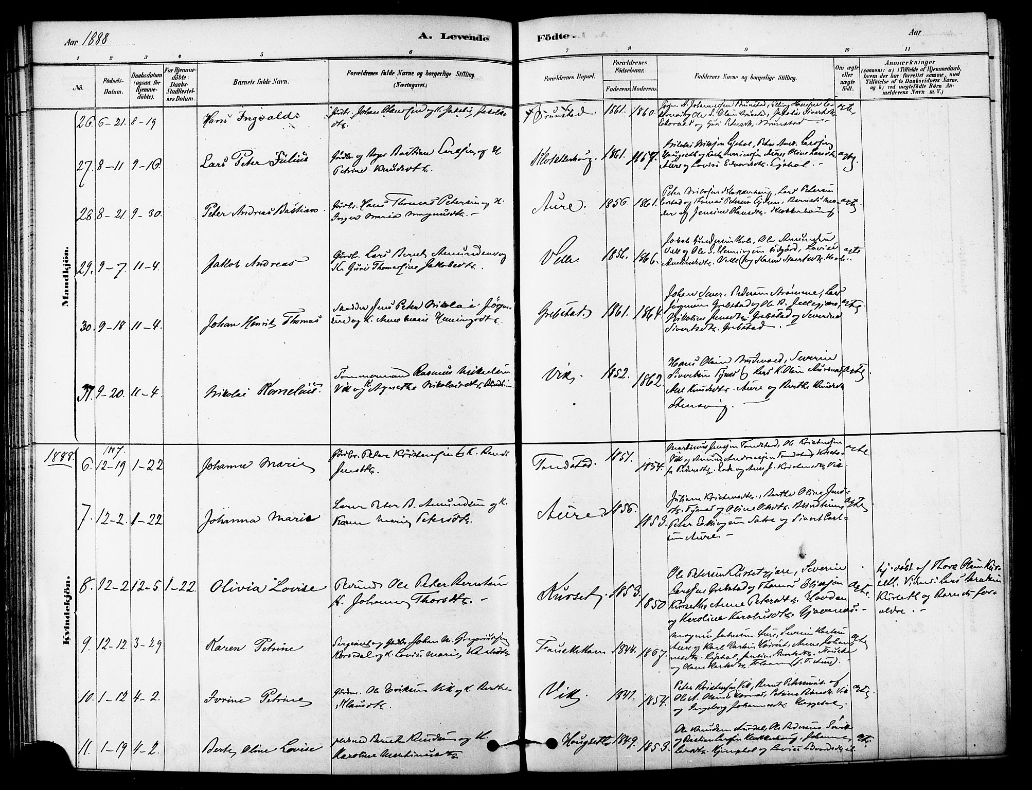 Ministerialprotokoller, klokkerbøker og fødselsregistre - Møre og Romsdal, AV/SAT-A-1454/523/L0334: Parish register (official) no. 523A01, 1878-1891