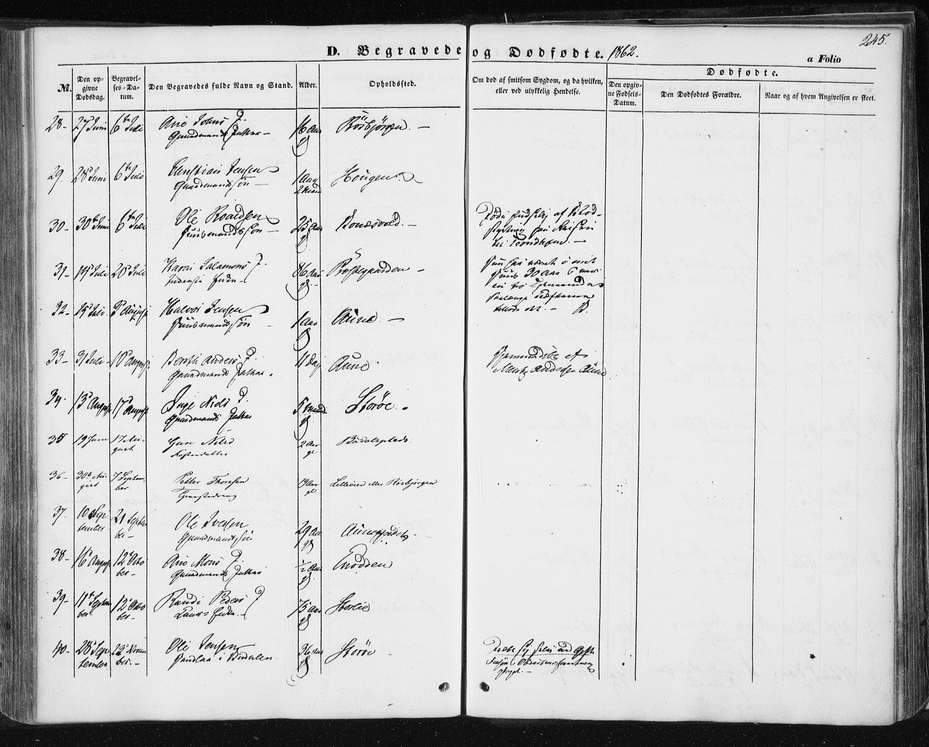 Ministerialprotokoller, klokkerbøker og fødselsregistre - Sør-Trøndelag, SAT/A-1456/687/L1000: Parish register (official) no. 687A06, 1848-1869, p. 245