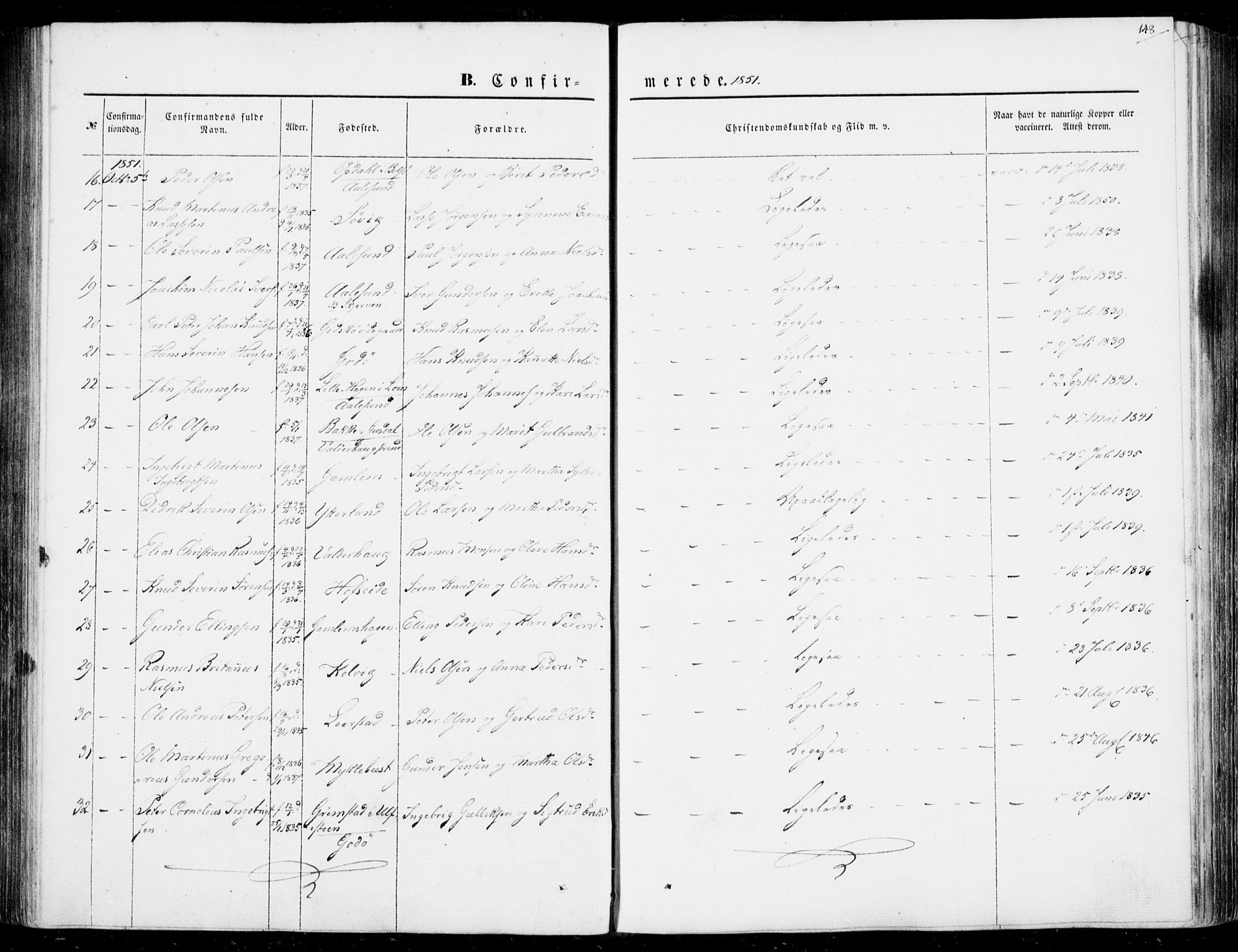 Ministerialprotokoller, klokkerbøker og fødselsregistre - Møre og Romsdal, AV/SAT-A-1454/528/L0397: Parish register (official) no. 528A08, 1848-1858, p. 148