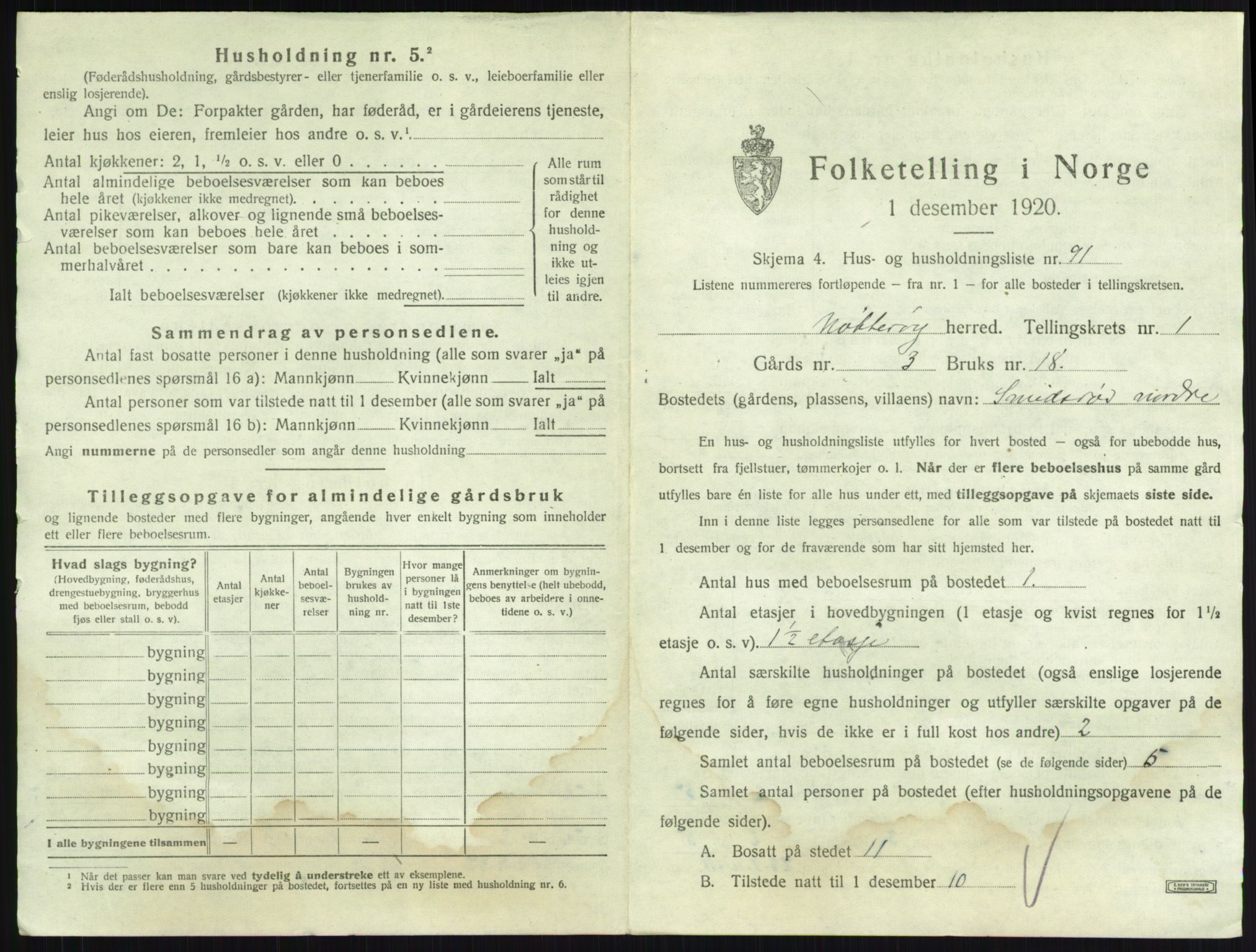 SAKO, 1920 census for Nøtterøy, 1920, p. 250