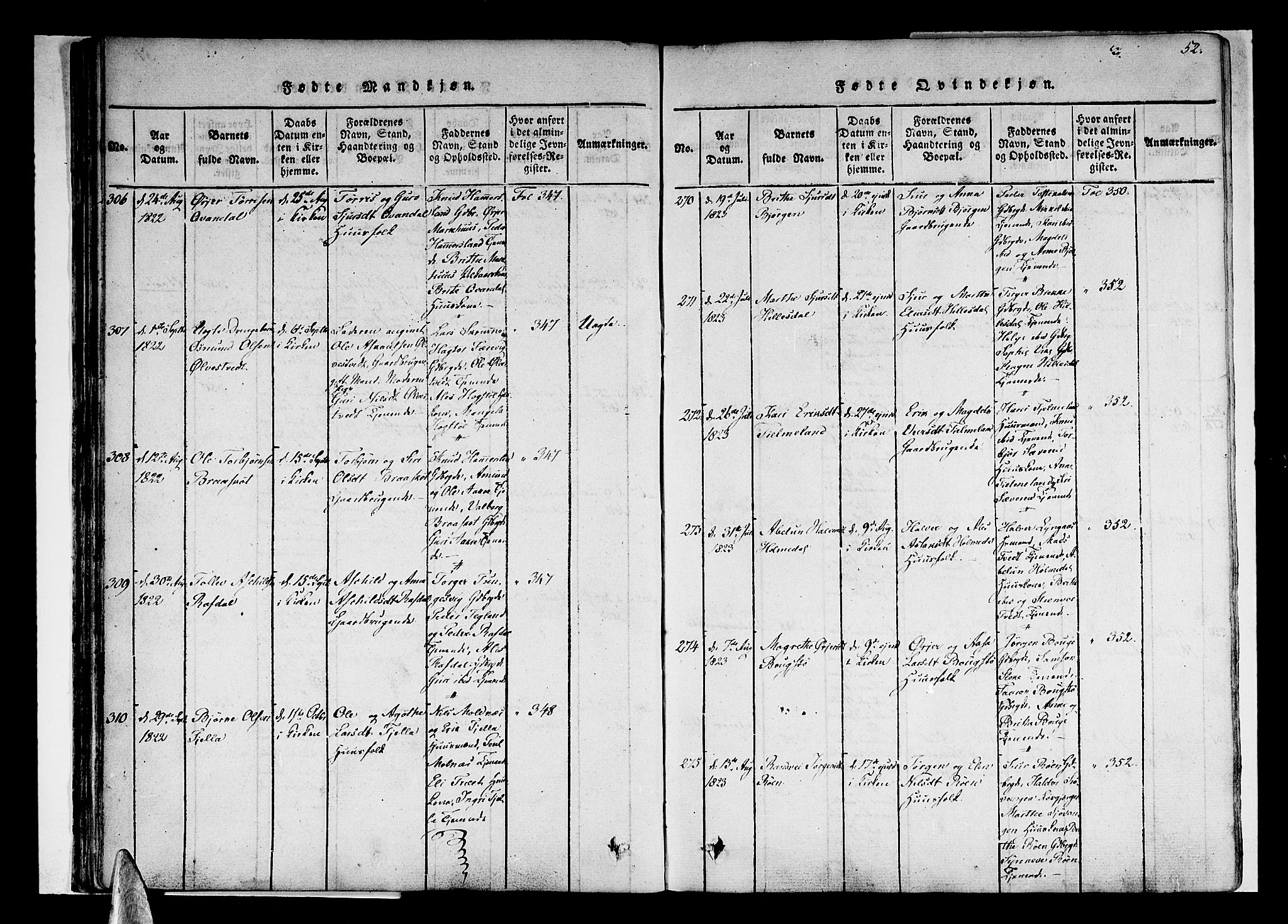 Skånevik sokneprestembete, AV/SAB-A-77801/H/Haa: Parish register (official) no. A 3, 1815-1828, p. 52