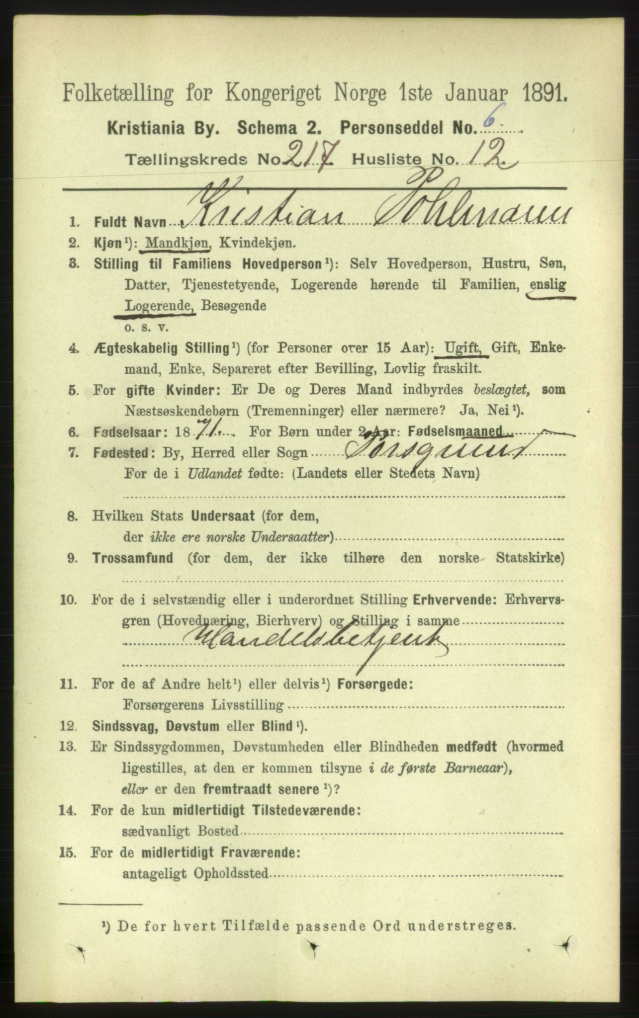 RA, 1891 census for 0301 Kristiania, 1891, p. 128556