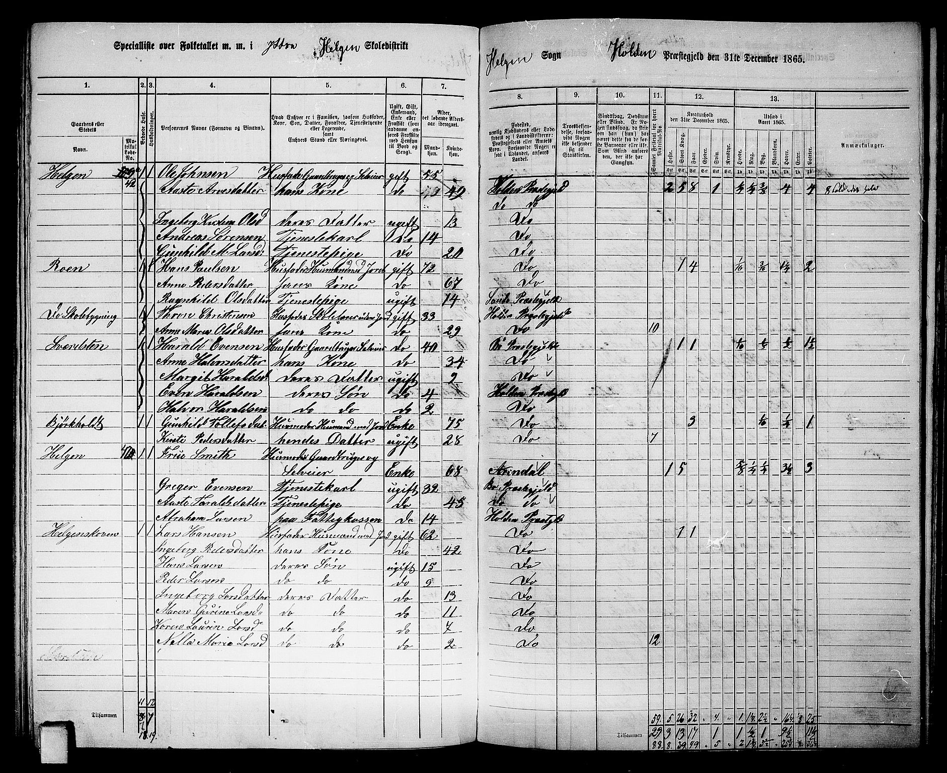 RA, 1865 census for Holla, 1865, p. 104