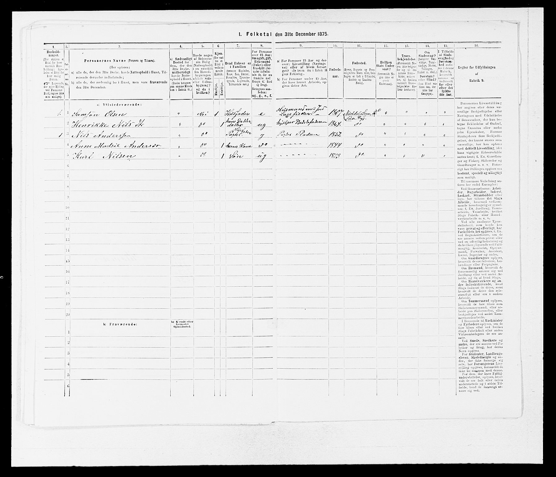 SAB, 1875 census for 1432P Førde, 1875, p. 1208