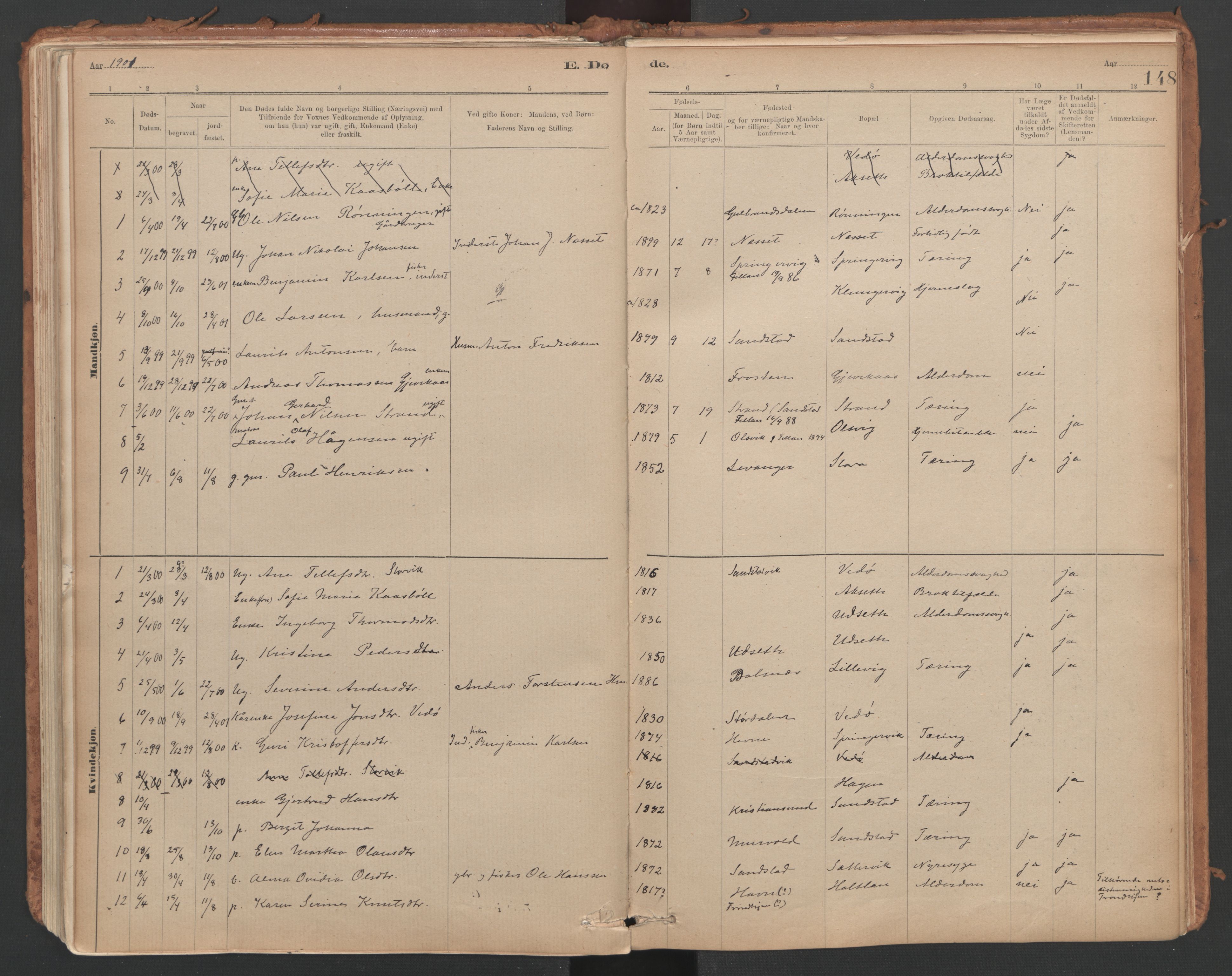 Ministerialprotokoller, klokkerbøker og fødselsregistre - Sør-Trøndelag, SAT/A-1456/639/L0572: Parish register (official) no. 639A01, 1890-1920, p. 148