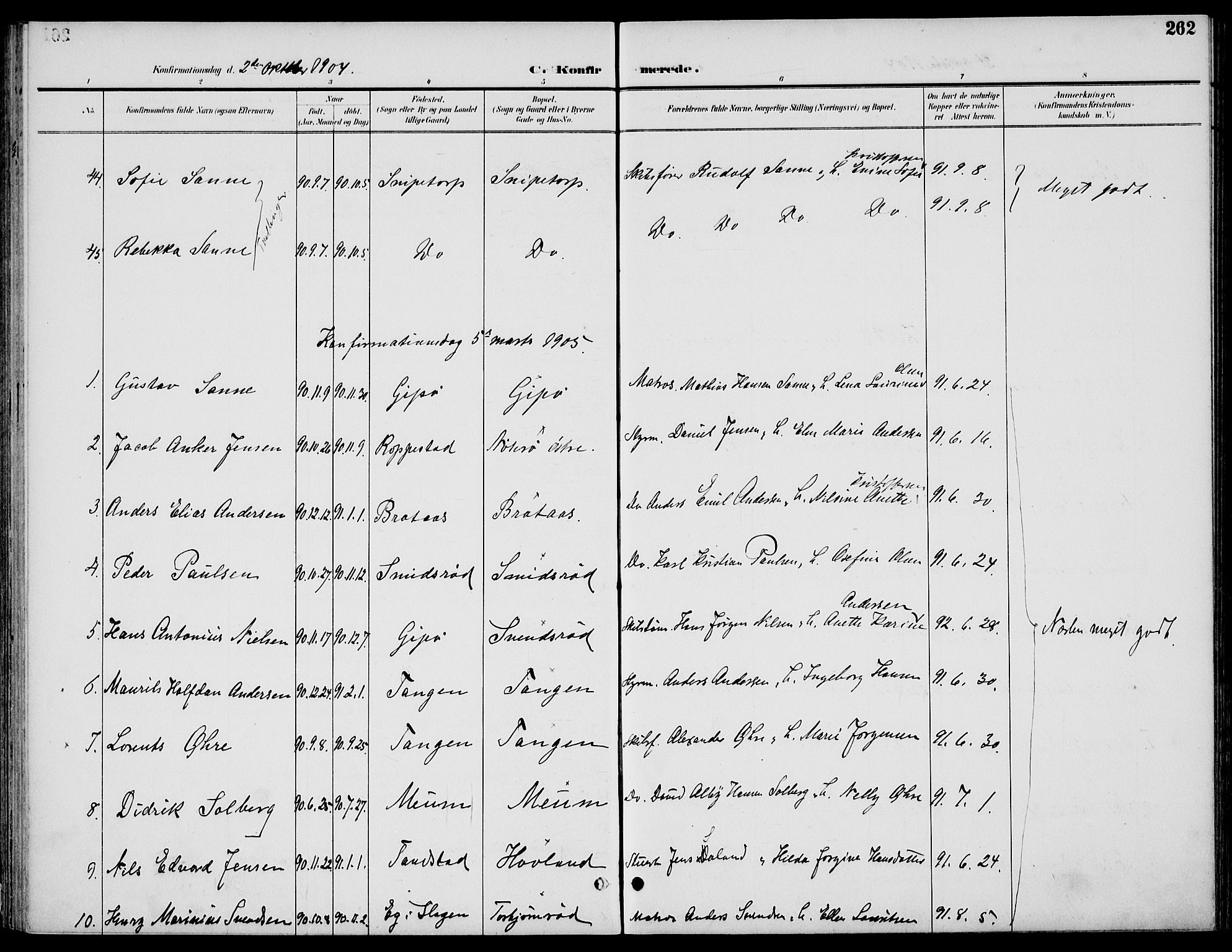 Nøtterøy kirkebøker, AV/SAKO-A-354/F/Fa/L0009: Parish register (official) no. I 9, 1894-1907, p. 262