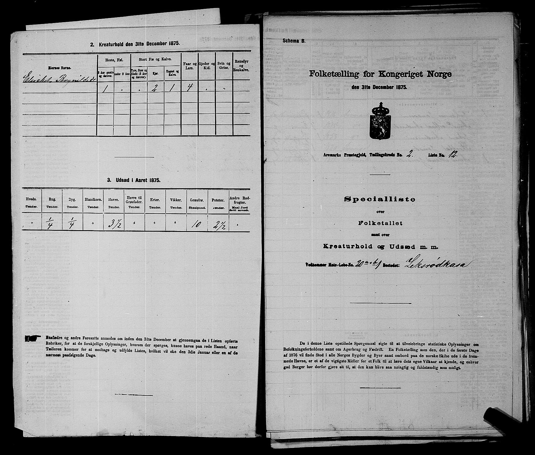 RA, 1875 census for 0118P Aremark, 1875, p. 208