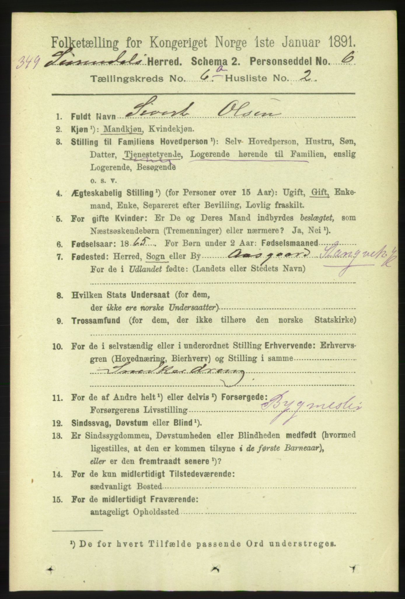 RA, 1891 census for 1566 Surnadal, 1891, p. 1681