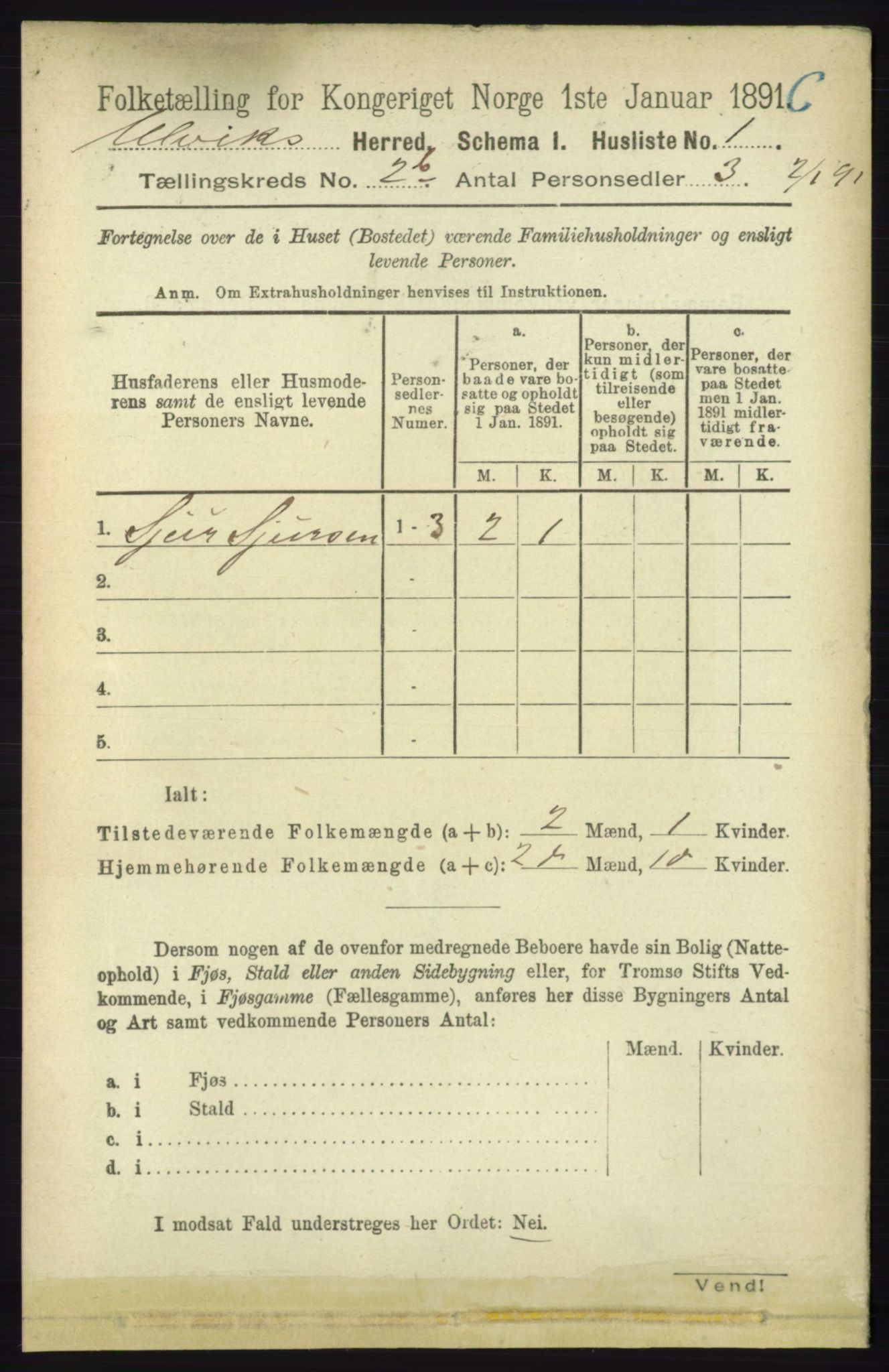 RA, 1891 census for 1233 Ulvik, 1891, p. 214