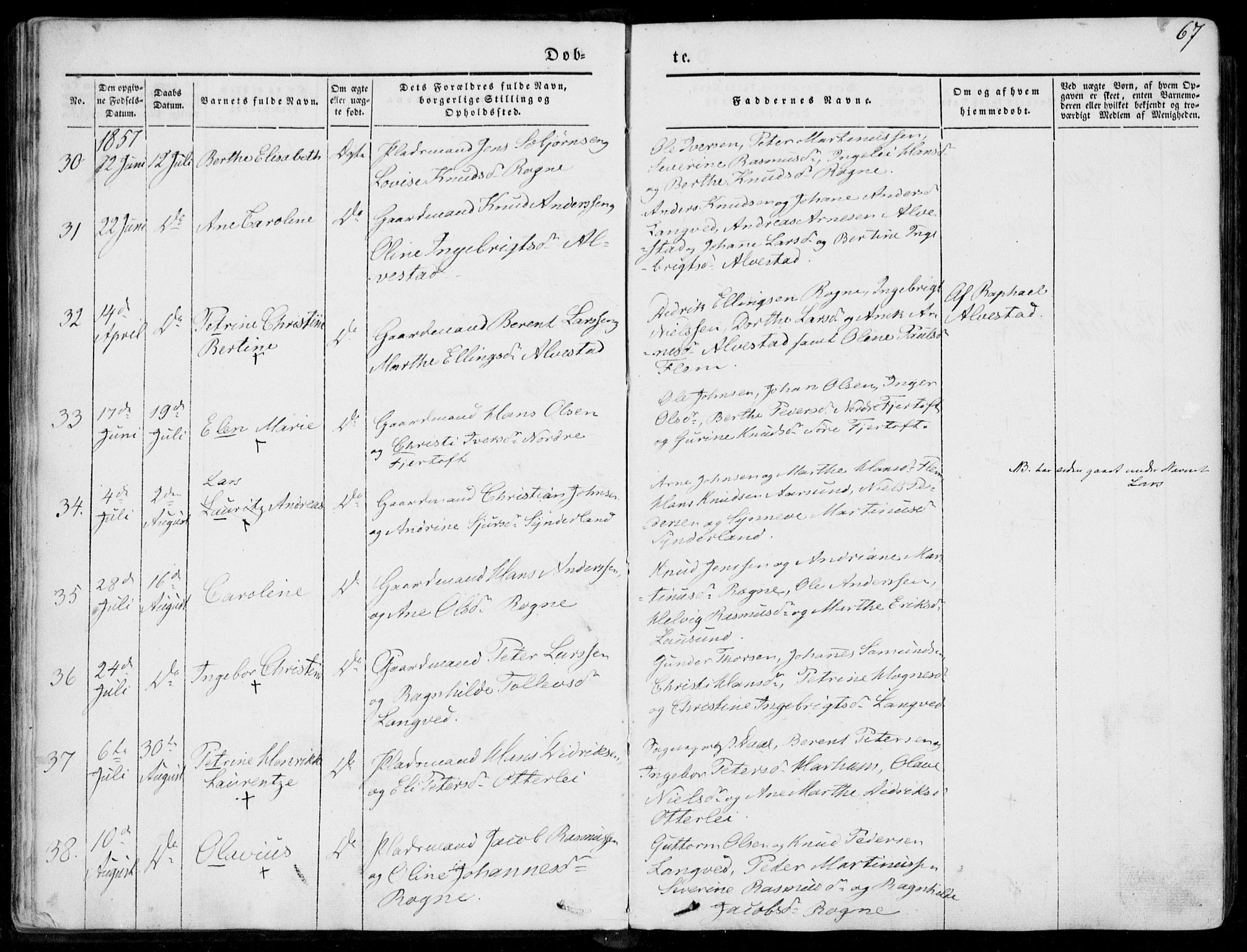 Ministerialprotokoller, klokkerbøker og fødselsregistre - Møre og Romsdal, AV/SAT-A-1454/536/L0497: Parish register (official) no. 536A06, 1845-1865, p. 67