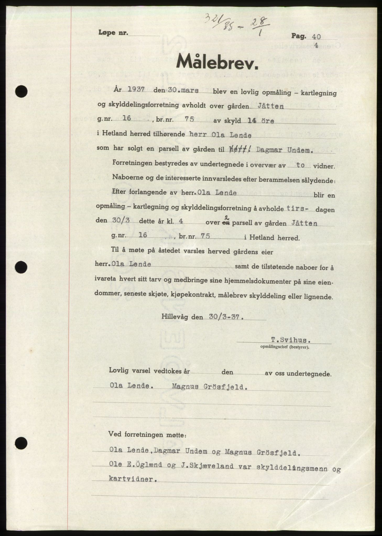 Jæren sorenskriveri, SAST/A-100310/03/G/Gba/L0070: Mortgage book, 1938-1938, Diary no: : 321/1938