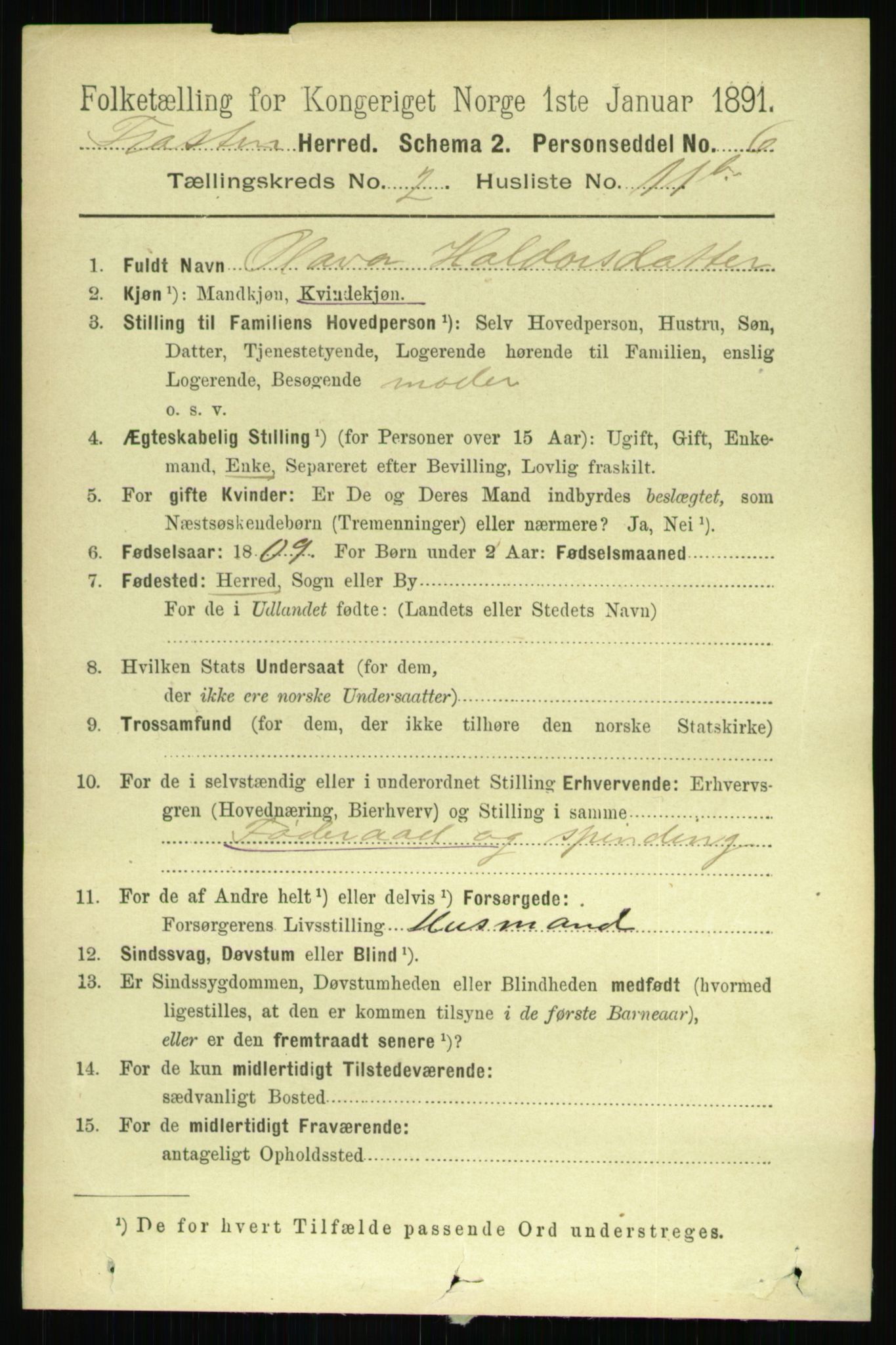 RA, 1891 census for 1717 Frosta, 1891, p. 1768