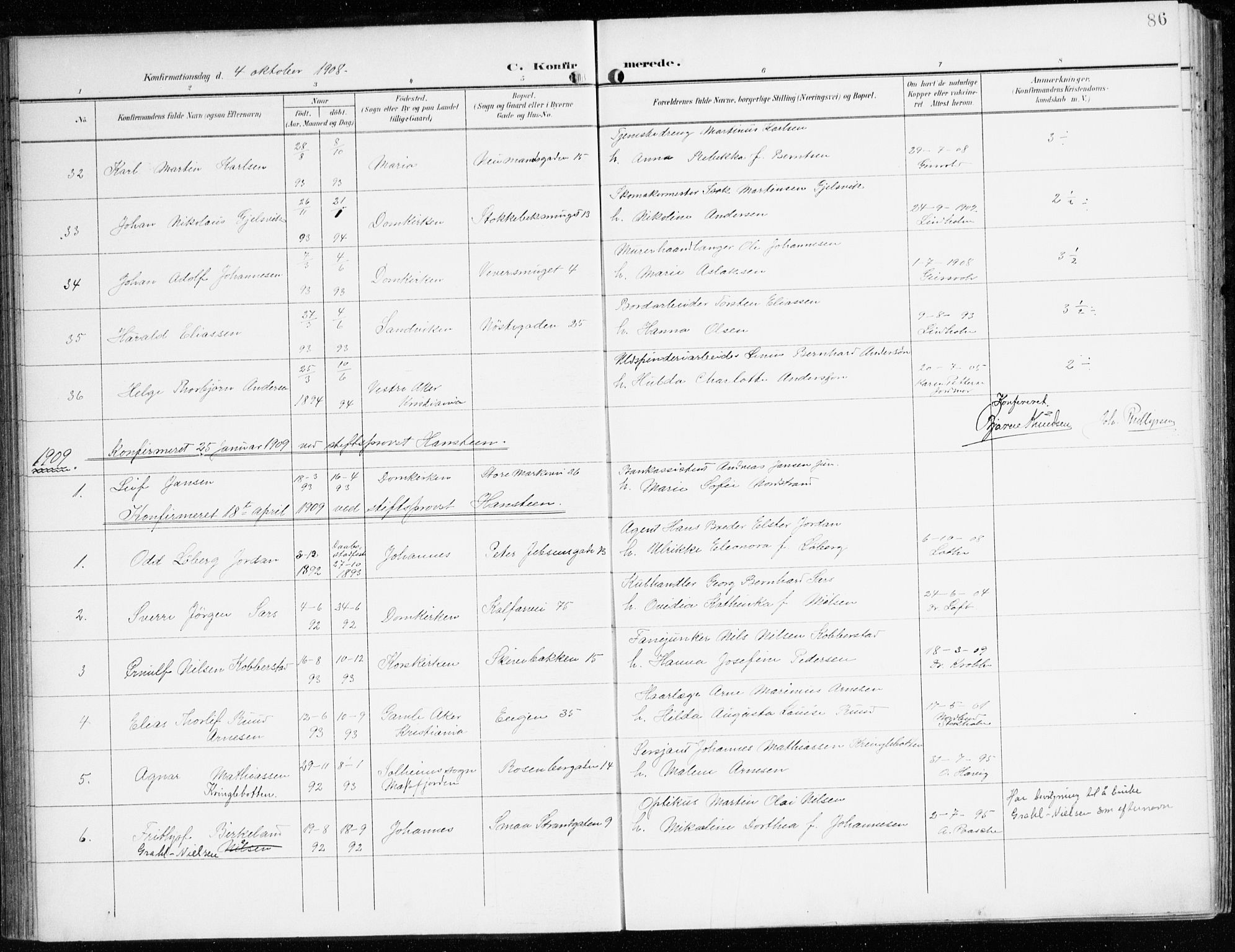 Domkirken sokneprestembete, SAB/A-74801/H/Haa/L0031: Parish register (official) no. C 6, 1898-1915, p. 86